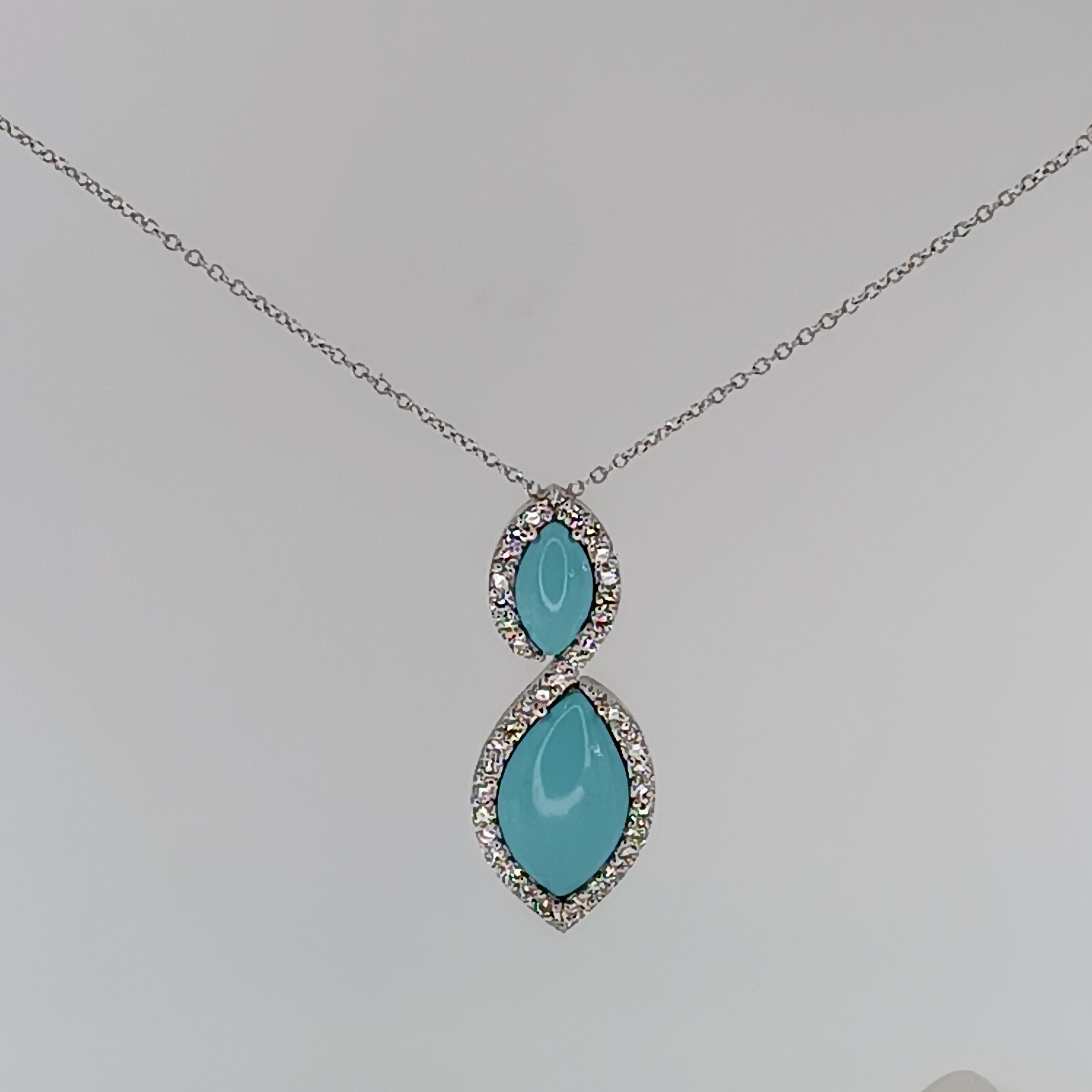 This wonderful Leo Milano pendant from our Pagano collection shows in every detail a very complicate yet perfectly done workmanship. The pendant and the chain are in 18 carat white gold with turquoise paste . The object weights 11,36 grams the total