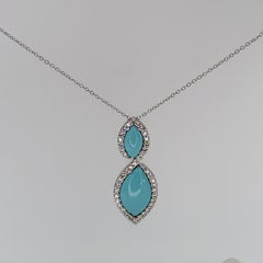 1.23 Carat VS G Diamonds on 18 Carat White Gold Turqouoise Paste Pendant
