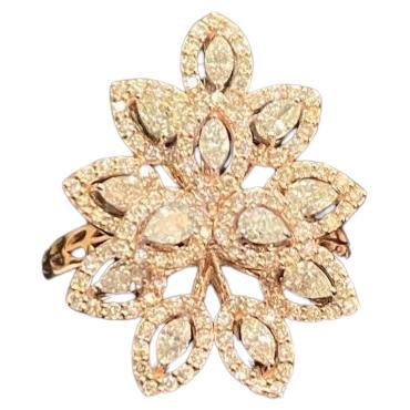 1.23 Carats  Natural Diamonds Rosè Gold Flower Ring