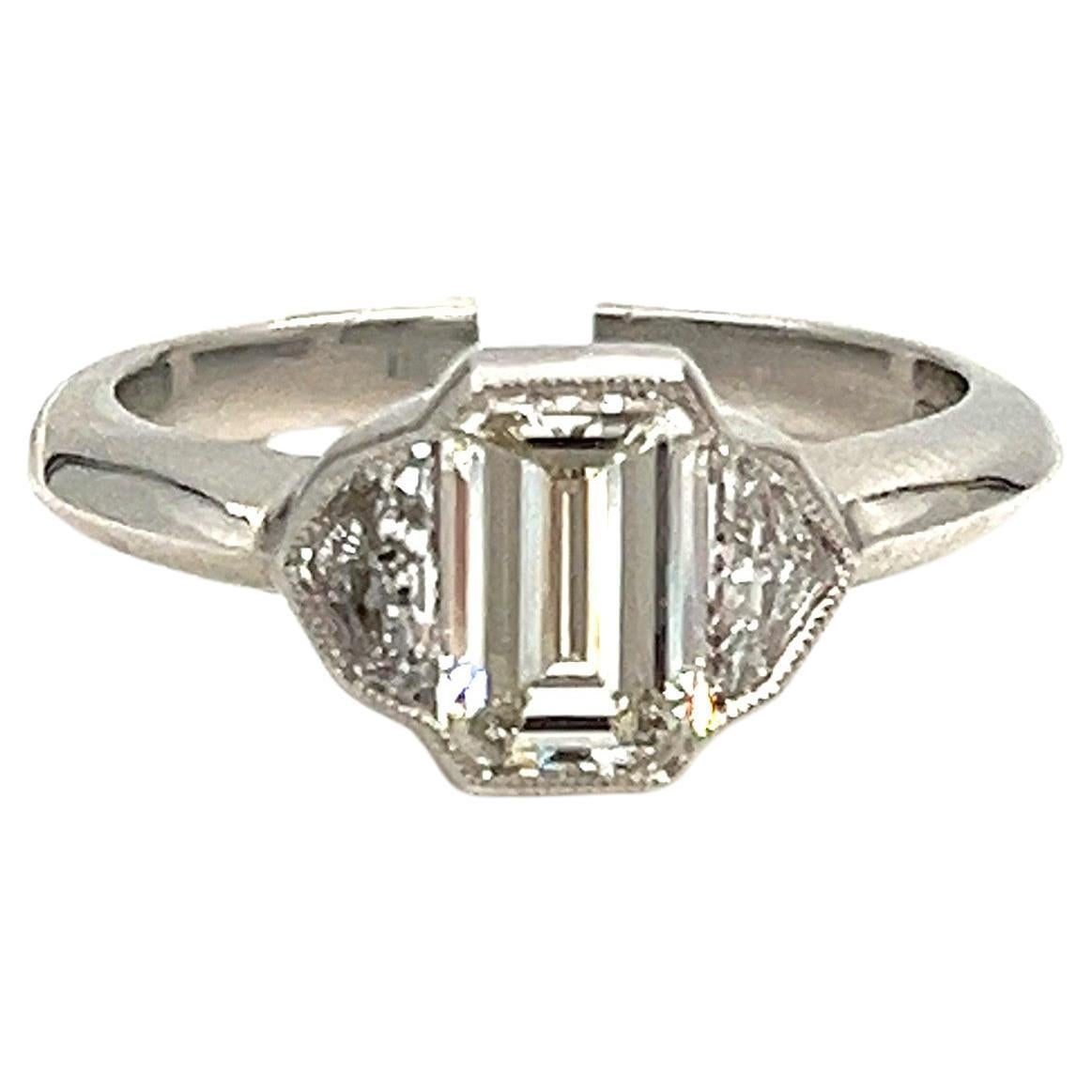 1.23 ct GIA Certified Emerald Cut Diamond Ring  For Sale