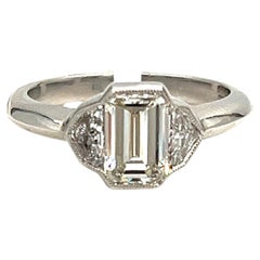 1.23 ct GIA Certified Emerald Cut Diamond Ring 