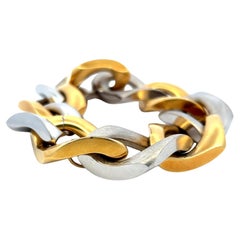 123 Grams 8.5 inch 18 Karat Two Tone Gold Large Link Bracelet