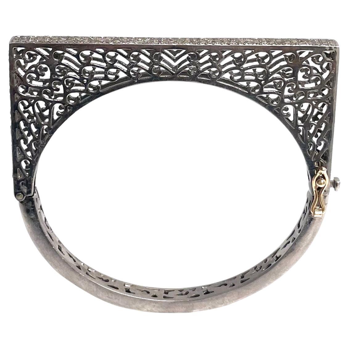 12.3 Pave Diamond Latticework Paradizia Bangle Bracelet en venta 5