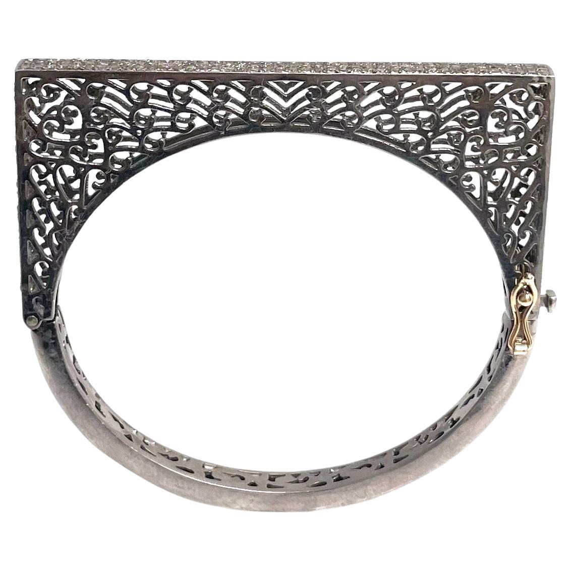 12.3 Pave Diamond Latticework Paradizia Bangle Bracelet For Sale 5