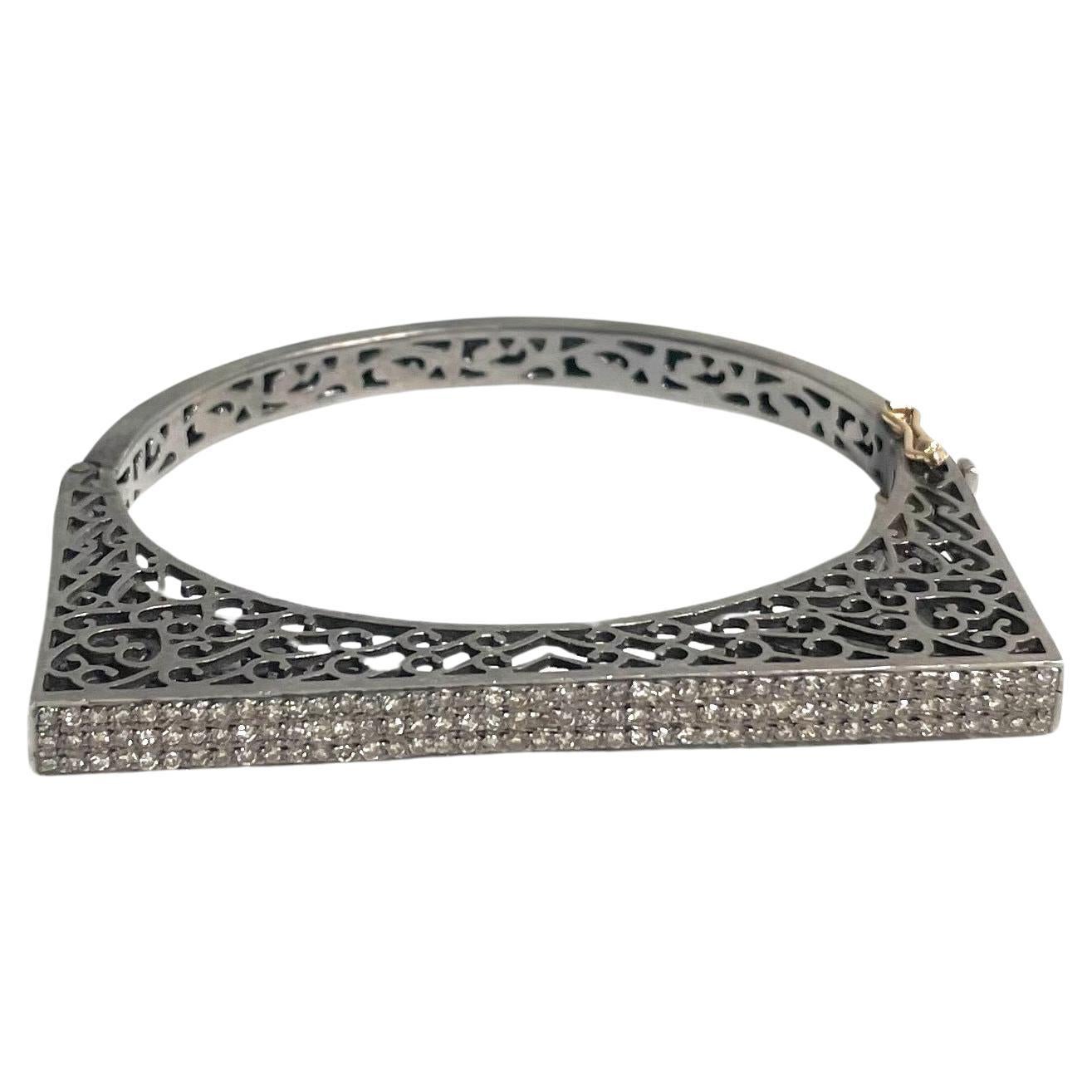 12.3 Pave Diamond Latticework Paradizia Bangle Bracelet en venta 2