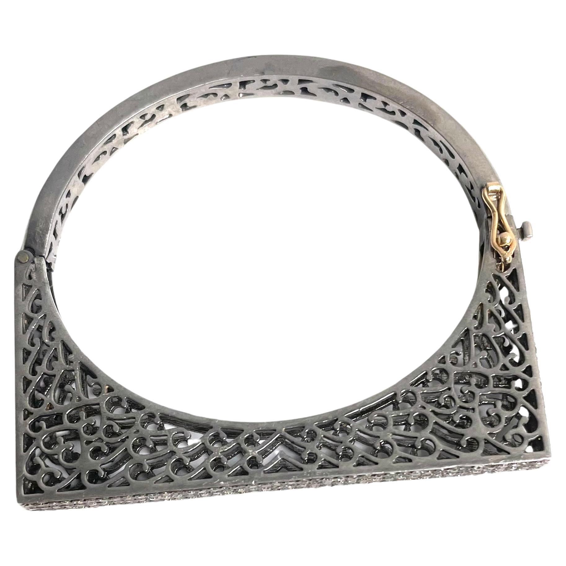 12.3 Pave Diamond Latticework Paradizia Bangle Bracelet en venta 3