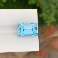 12.30 Carat Amazing Blue Topaz Baguette Shape Gem For Necklace