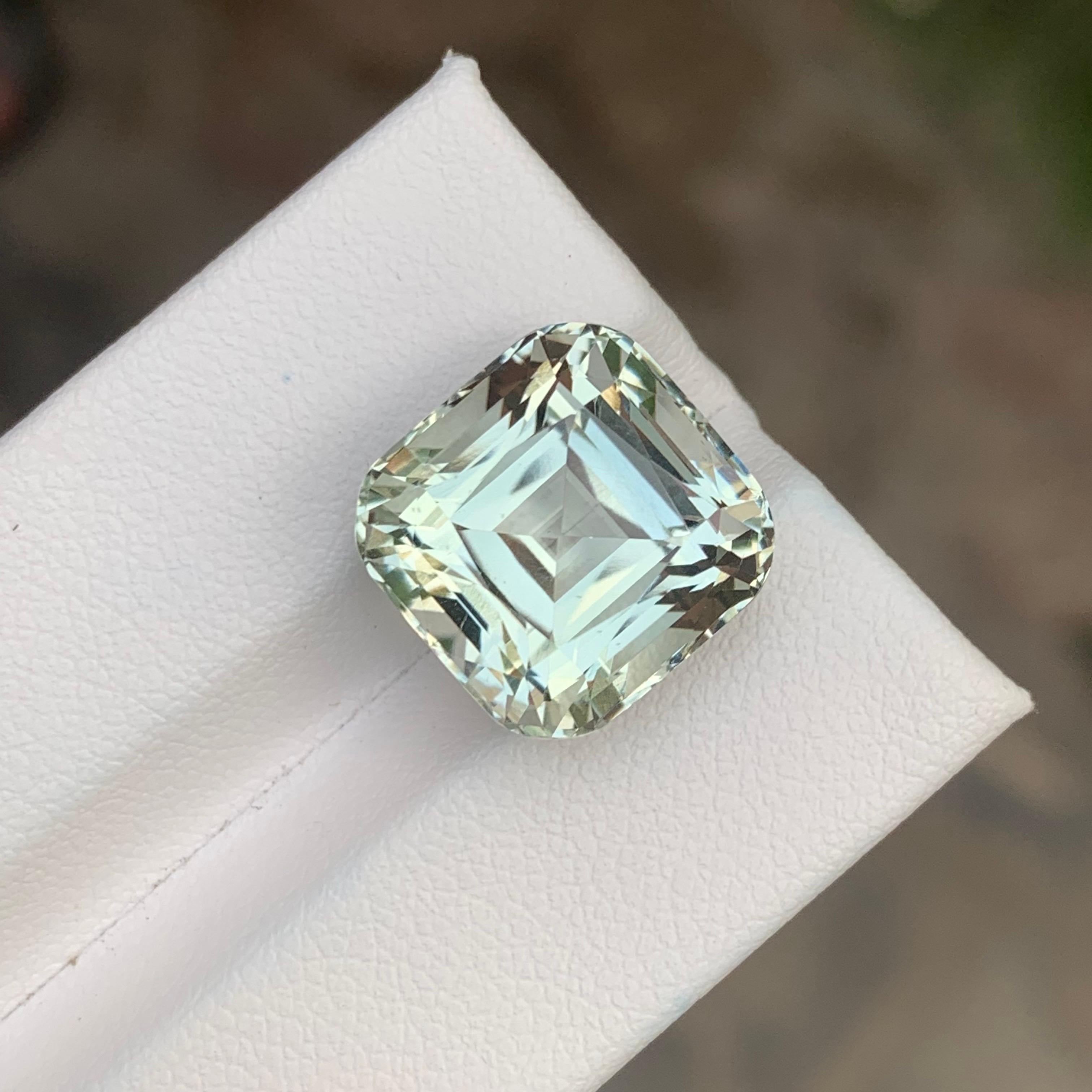 12.30 Carat Natural Loose Green Amethyst \ Prasiolite Square Shape Gemstone For Sale 5