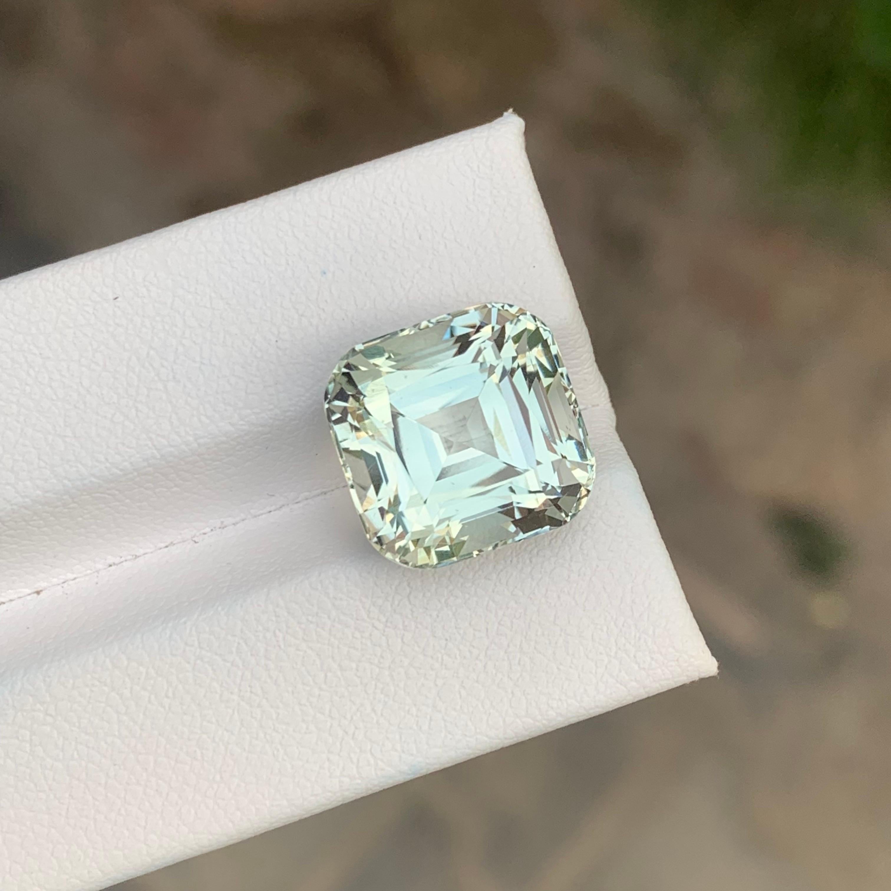 12.30 Carat Natural Loose Green Amethyst \ Prasiolite Square Shape Gemstone For Sale 2