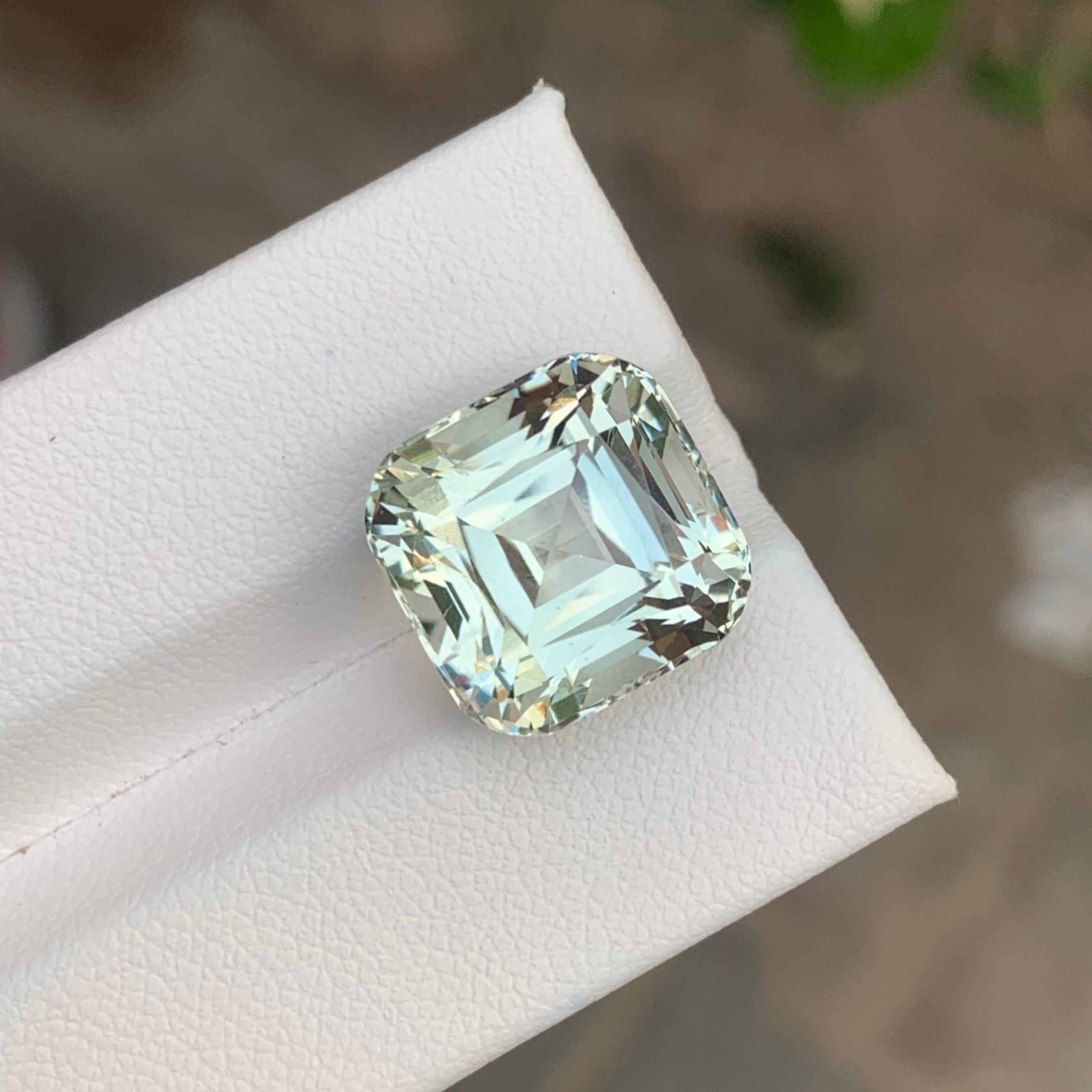 12.30 Carat Natural Loose Green Amethyst \ Prasiolite Square Shape Gemstone For Sale 3