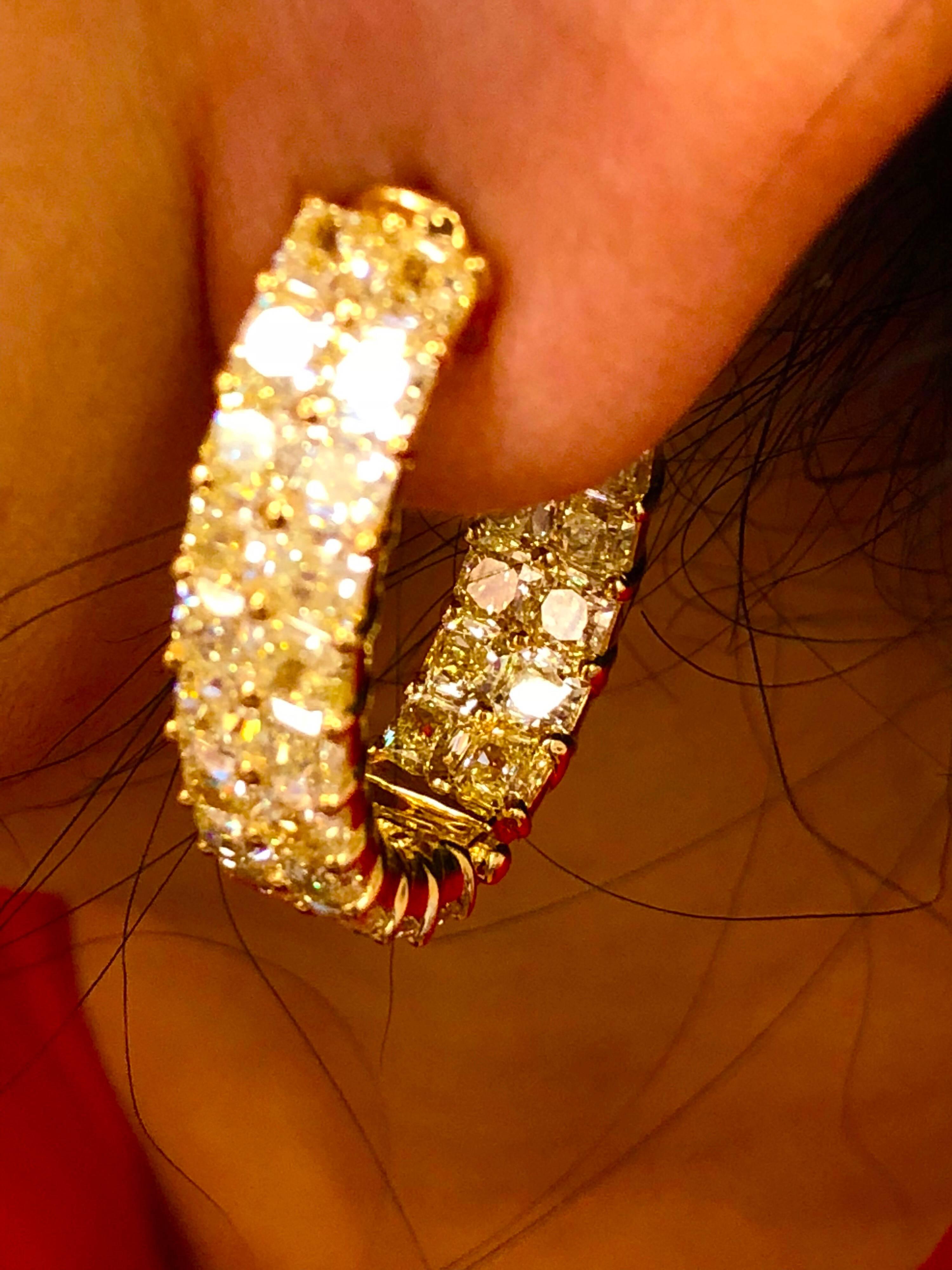 Emilio Jewelry 12.30 Carat  Fancy Intense Yellow Diamond Hoop Earrings  3