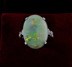 12.30 Ct Australian Opal Diamond Large Solitaire ring