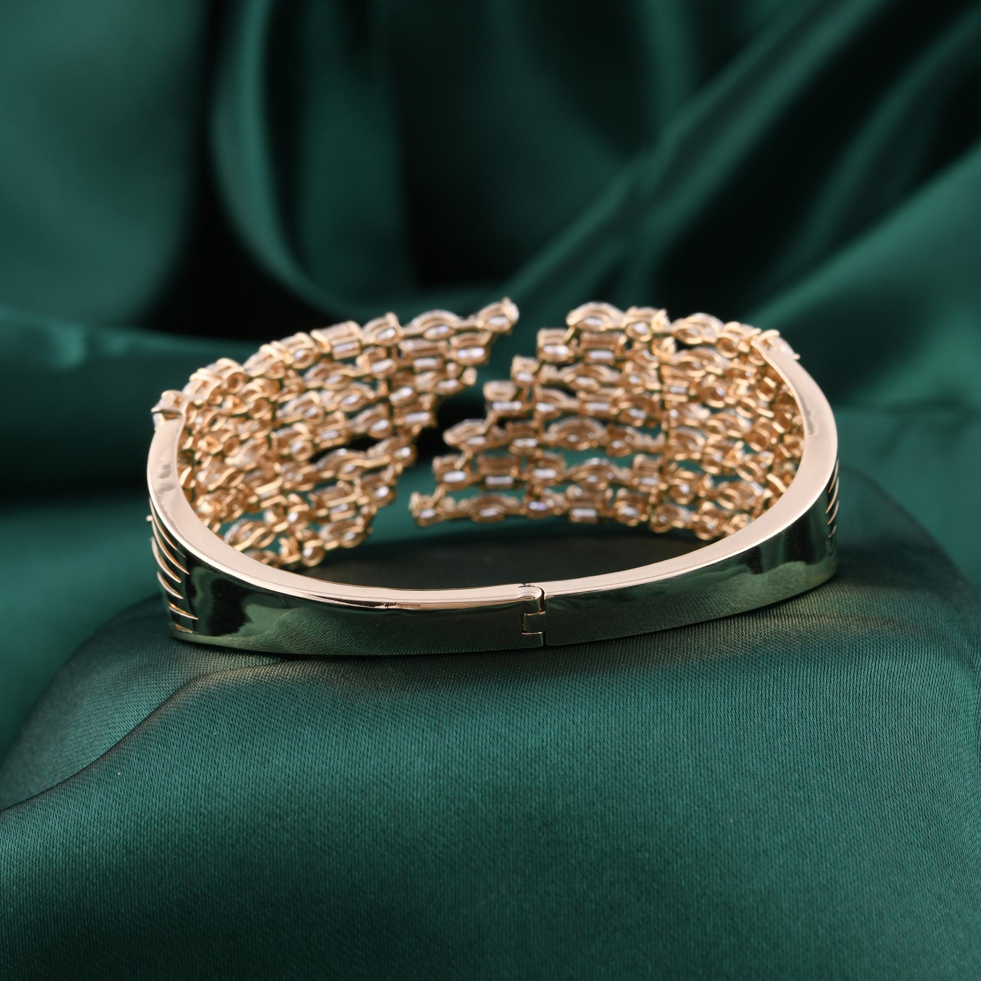 De las mujeres 12,32 Quilates SI Claridad HI Color Diamante Brazalete Puño Oro Amarillo 9 Kilates en venta