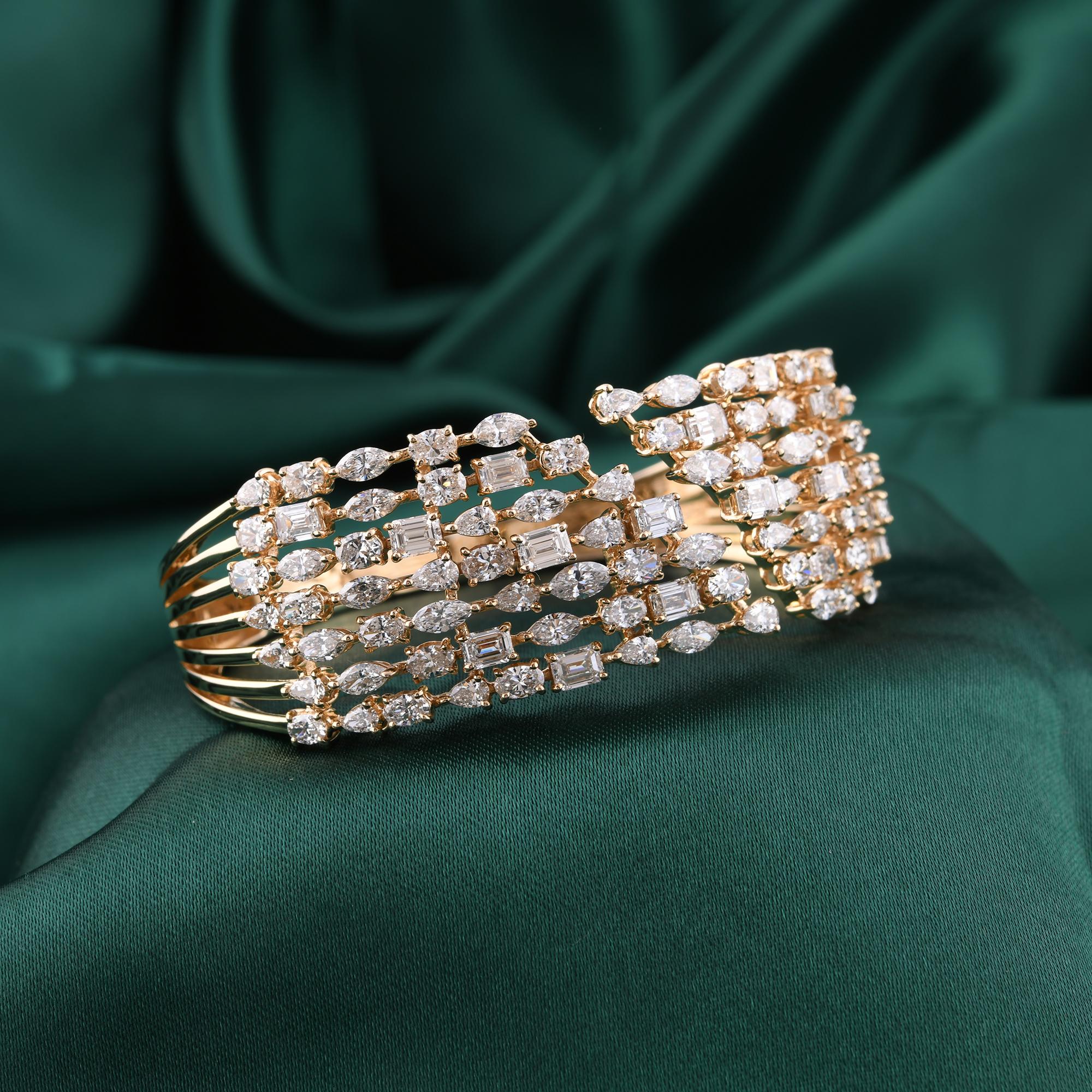 12,32 Quilates SI Claridad HI Color Diamante Brazalete Puño Oro Amarillo 9 Kilates en venta 2