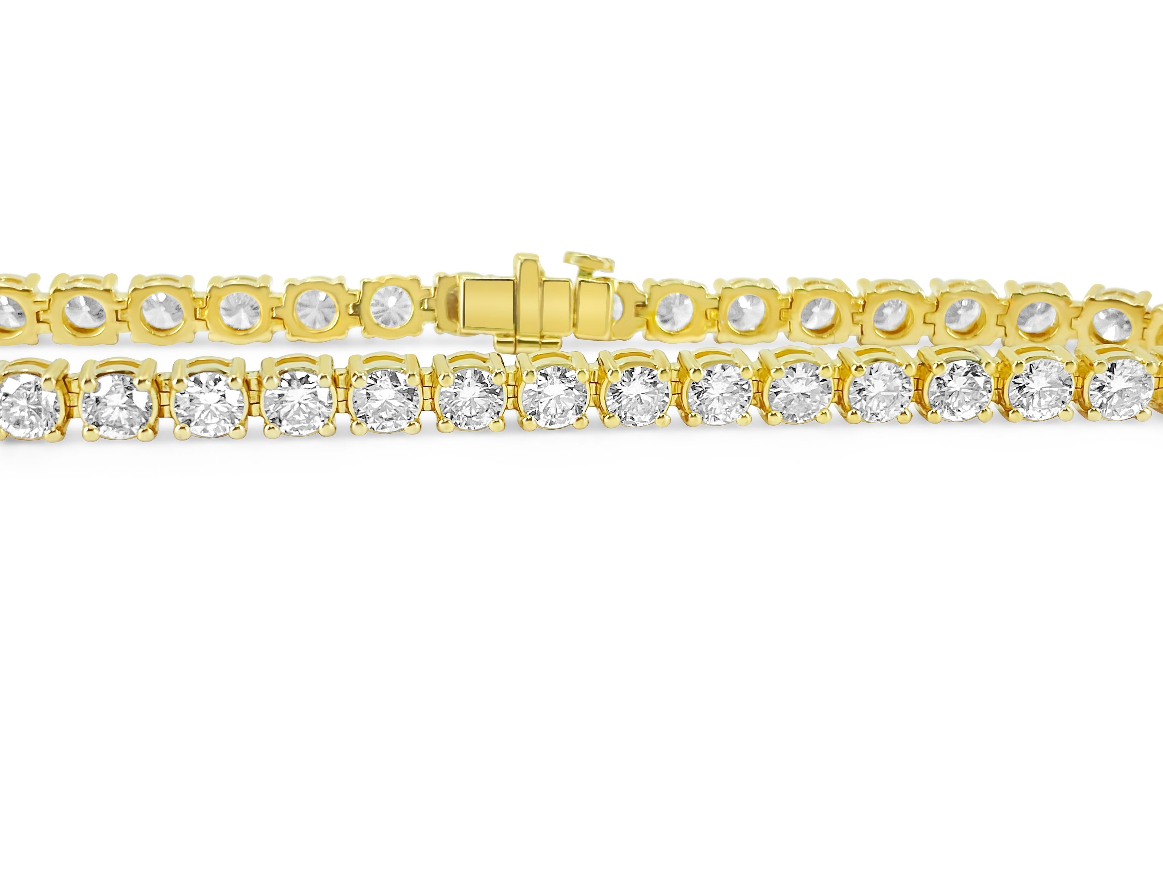 12.33 Carat Diamond Tennis Bracelet in 14k Gold In Excellent Condition For Sale In Miami, FL
