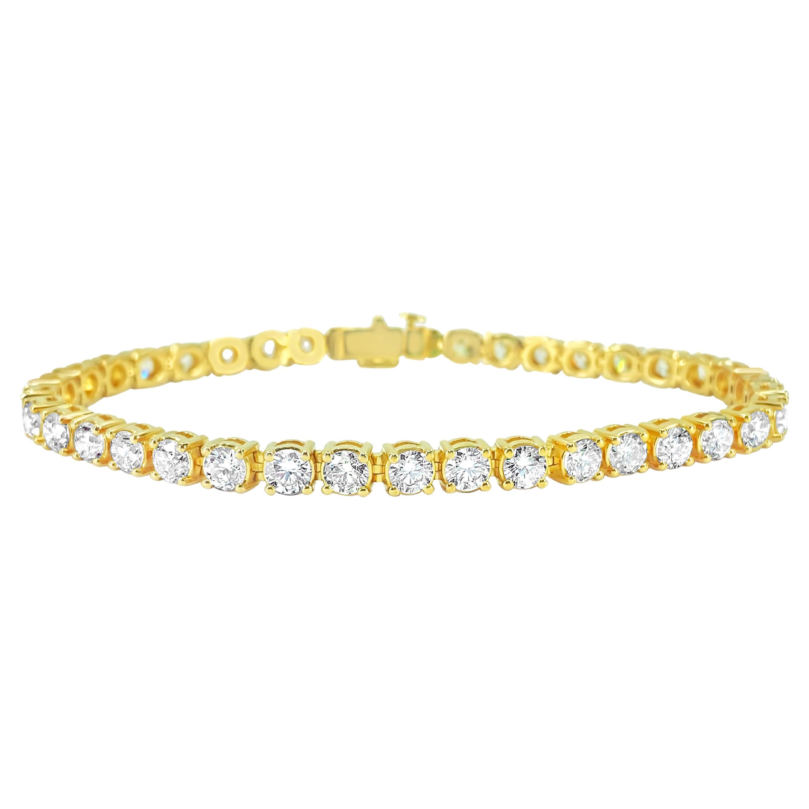 Bracciale tennis con diamanti da 12,33 carati in oro 14k in vendita