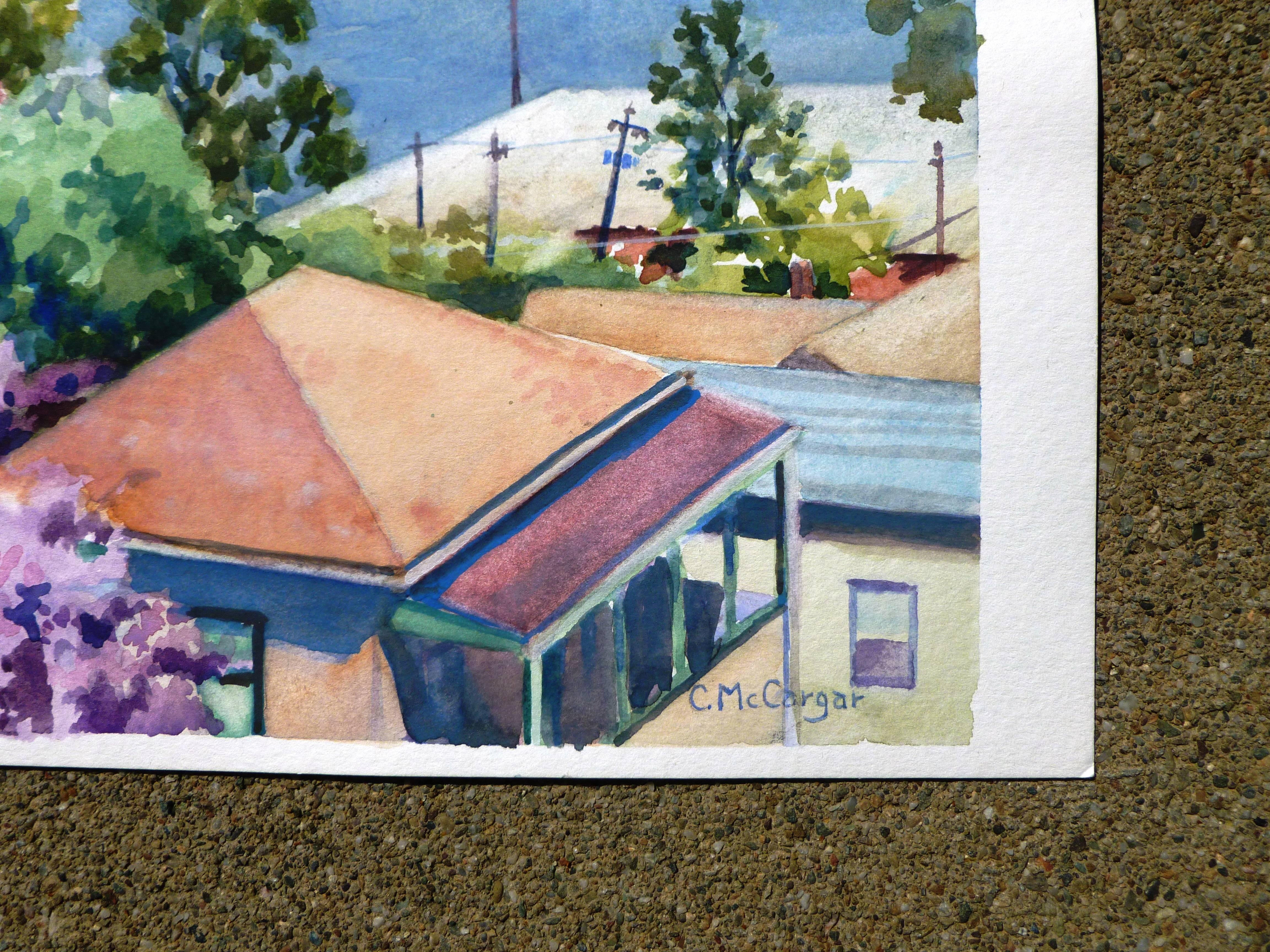 Sugar Town Catherine McCargar Watercolor painting on paper
One-of-a-kind
Signed on front
2013
12 in. h x 18 in. w 
0 lbs. 1 oz. Artist Comments 
I painted this one in Crockett, California, and the factory in the painting is the C ; H Sugar factory