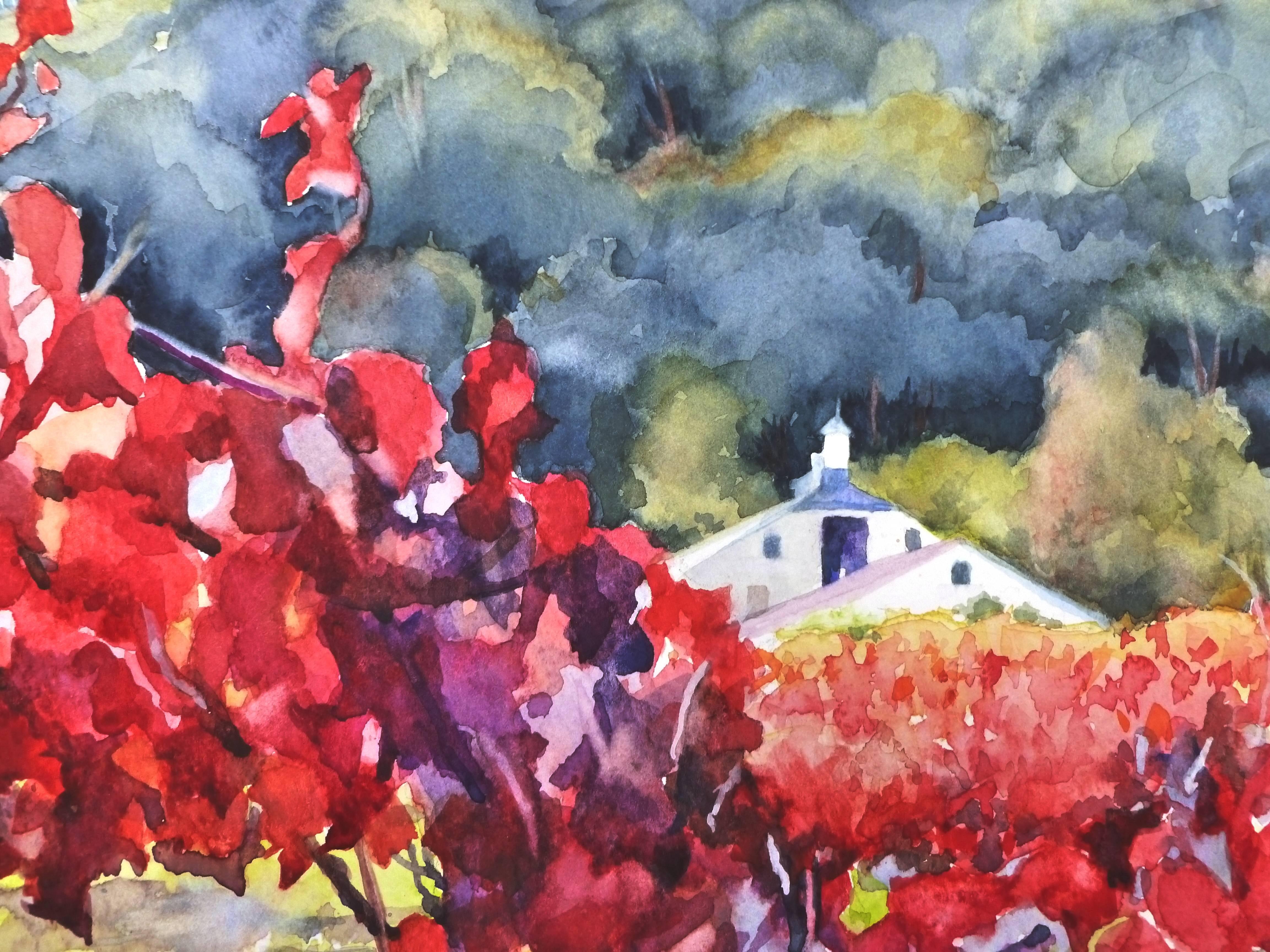 Sonoma Red - Gray Landscape Art by Catherine McCargar
