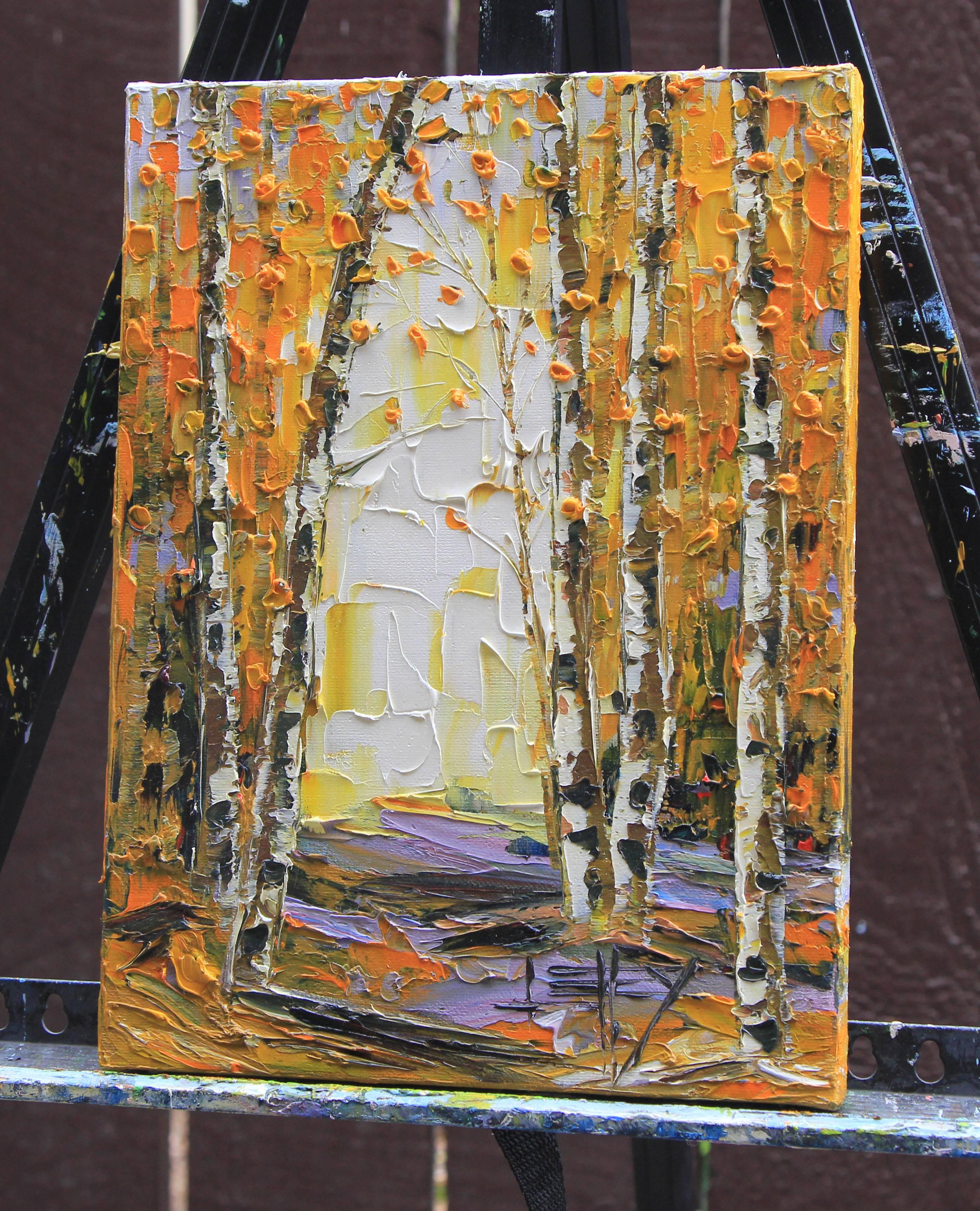 Fall in to Autumn, Oil Painting - Impressionist Art by Lisa Elley