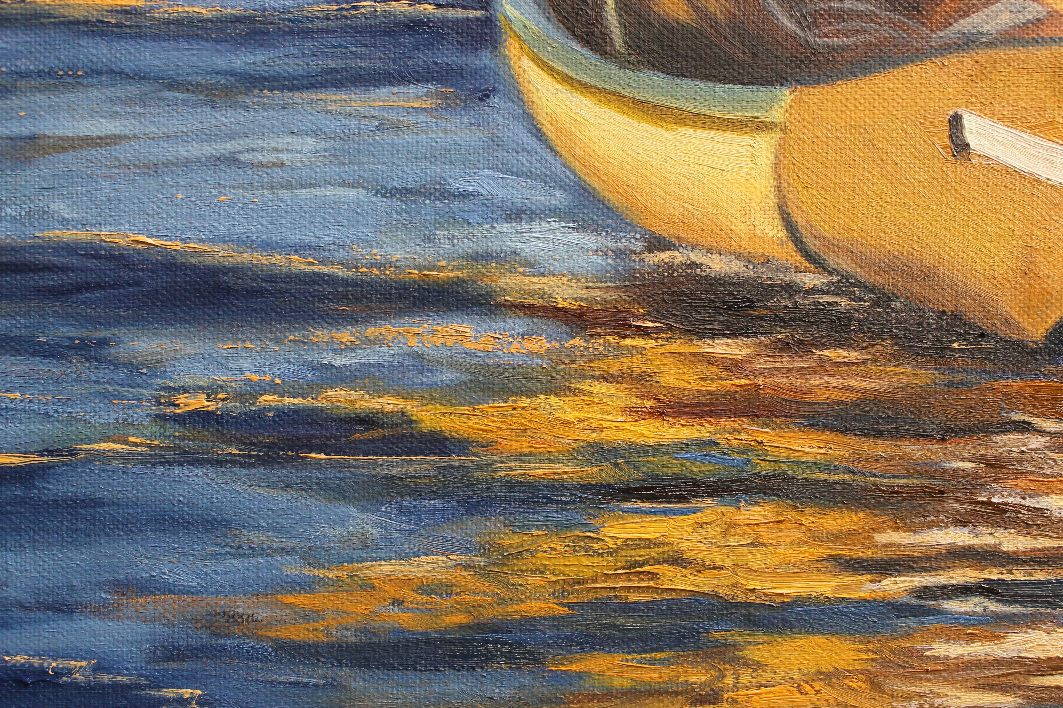 <p>Kommentare des Künstlers<br />Bei diesem Kunstwerk habe ich eine einfache, aber schöne Szene interpretiert, ein Boot im blauen Ozean mit Spiegelungen und Farben.</p><p>Über den Künstler<br />Andres Lopez wurde in der alten kubanischen Stadt Santa
