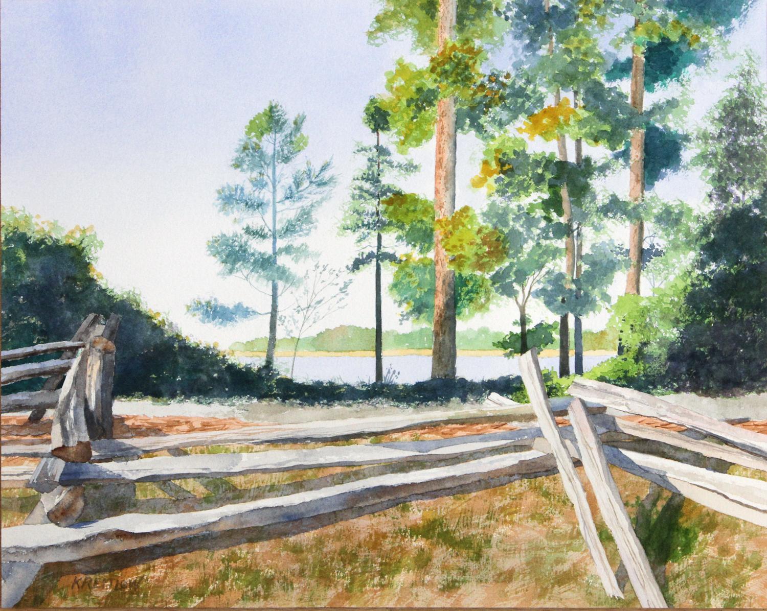 Bill Kreitlow Landscape Art - Fence along the James