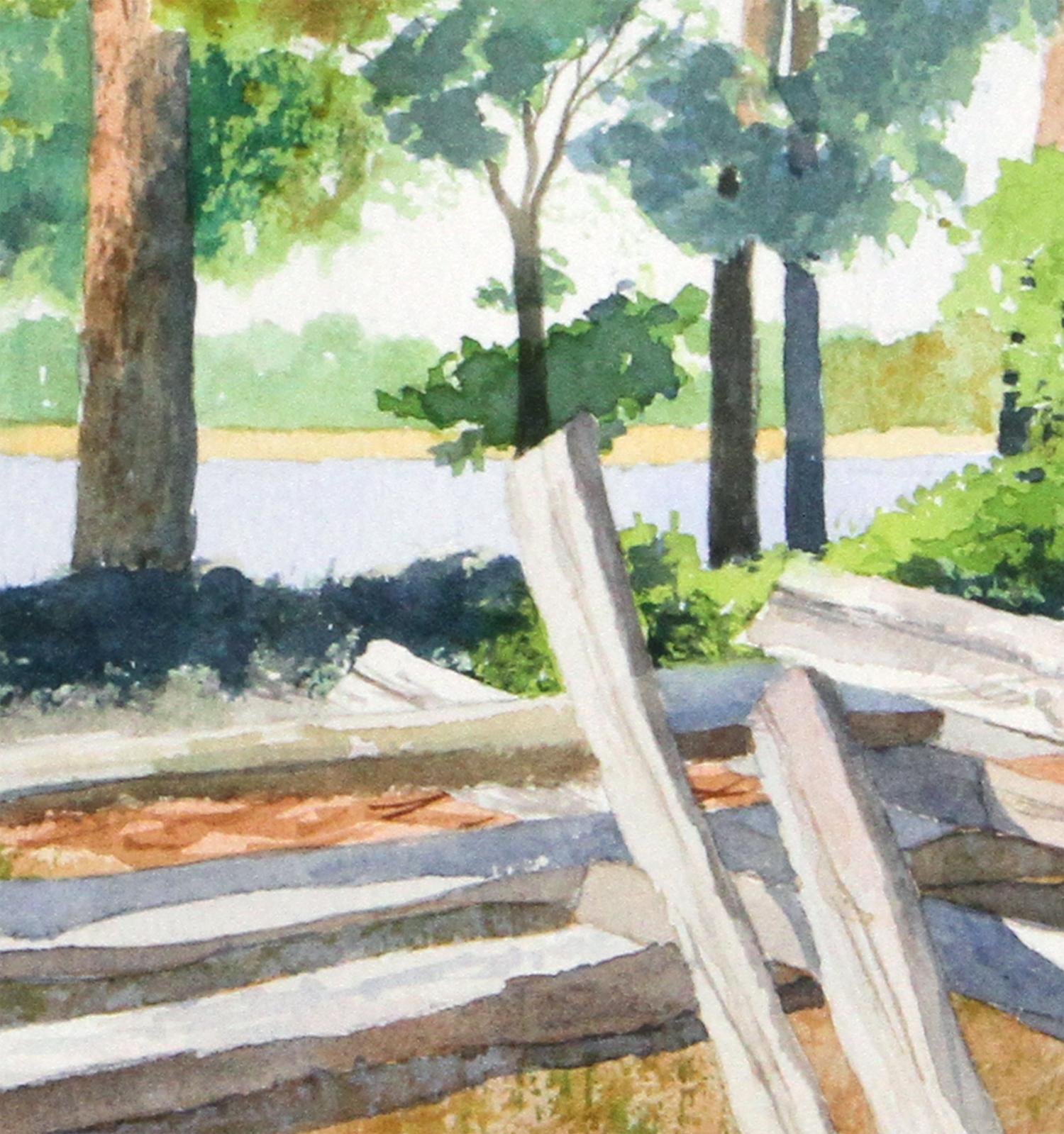 Fence along the James - Realist Art by Bill Kreitlow