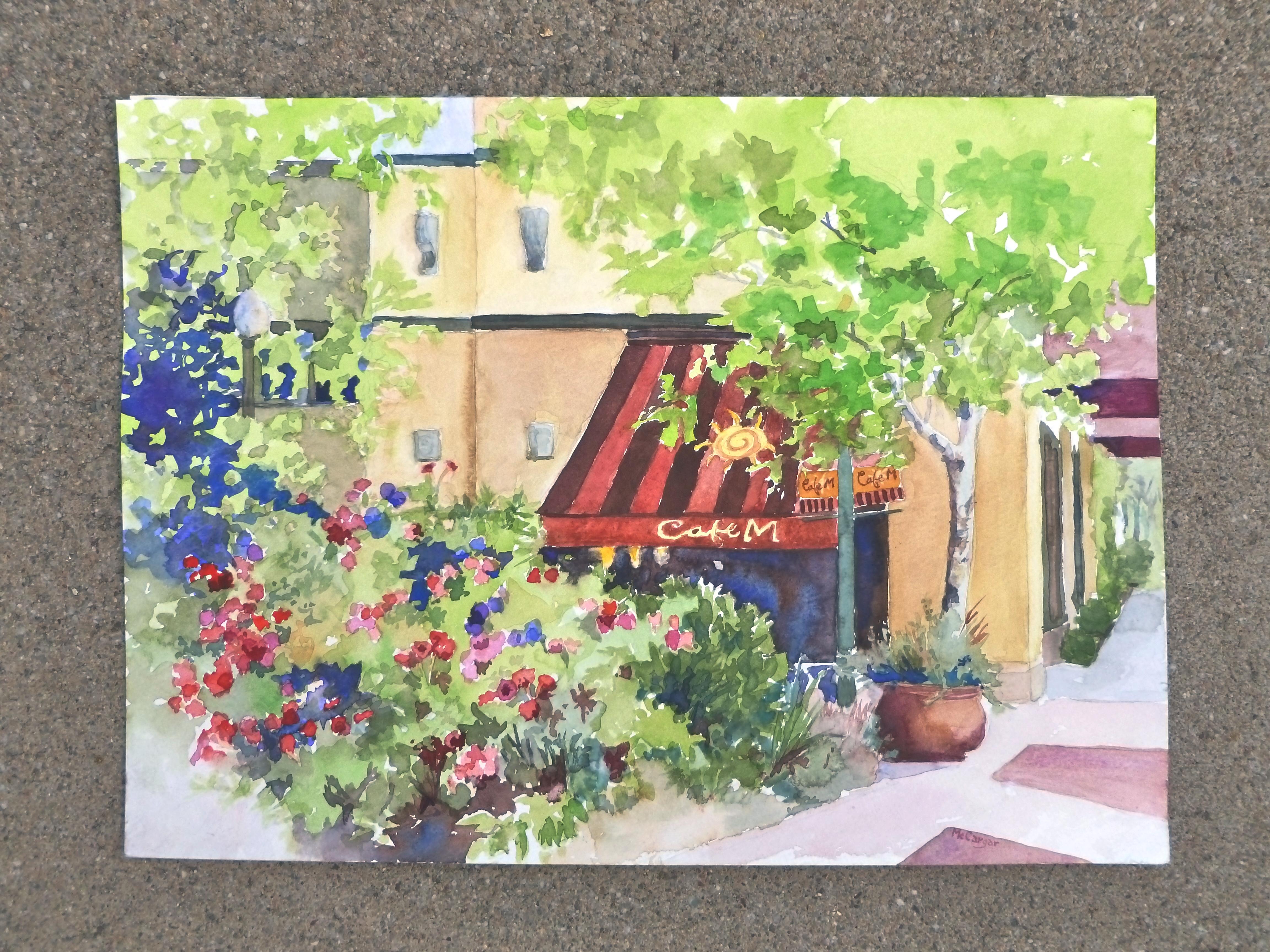 Cafe M Catherine McCargar, Watercolor painting on paper 2