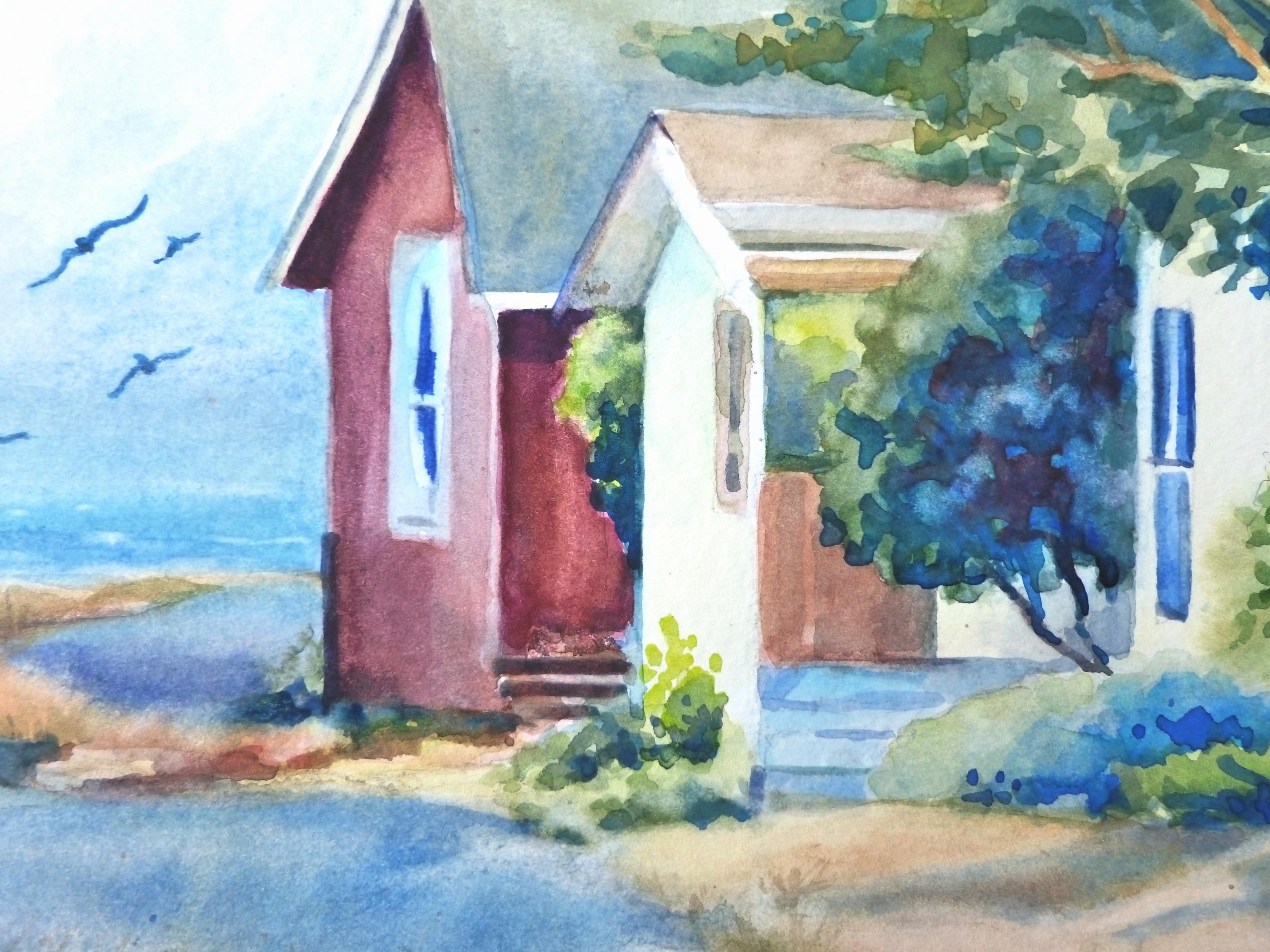 Cottages by the Sea Catherine McCargar, Watercolor painting on paper 1