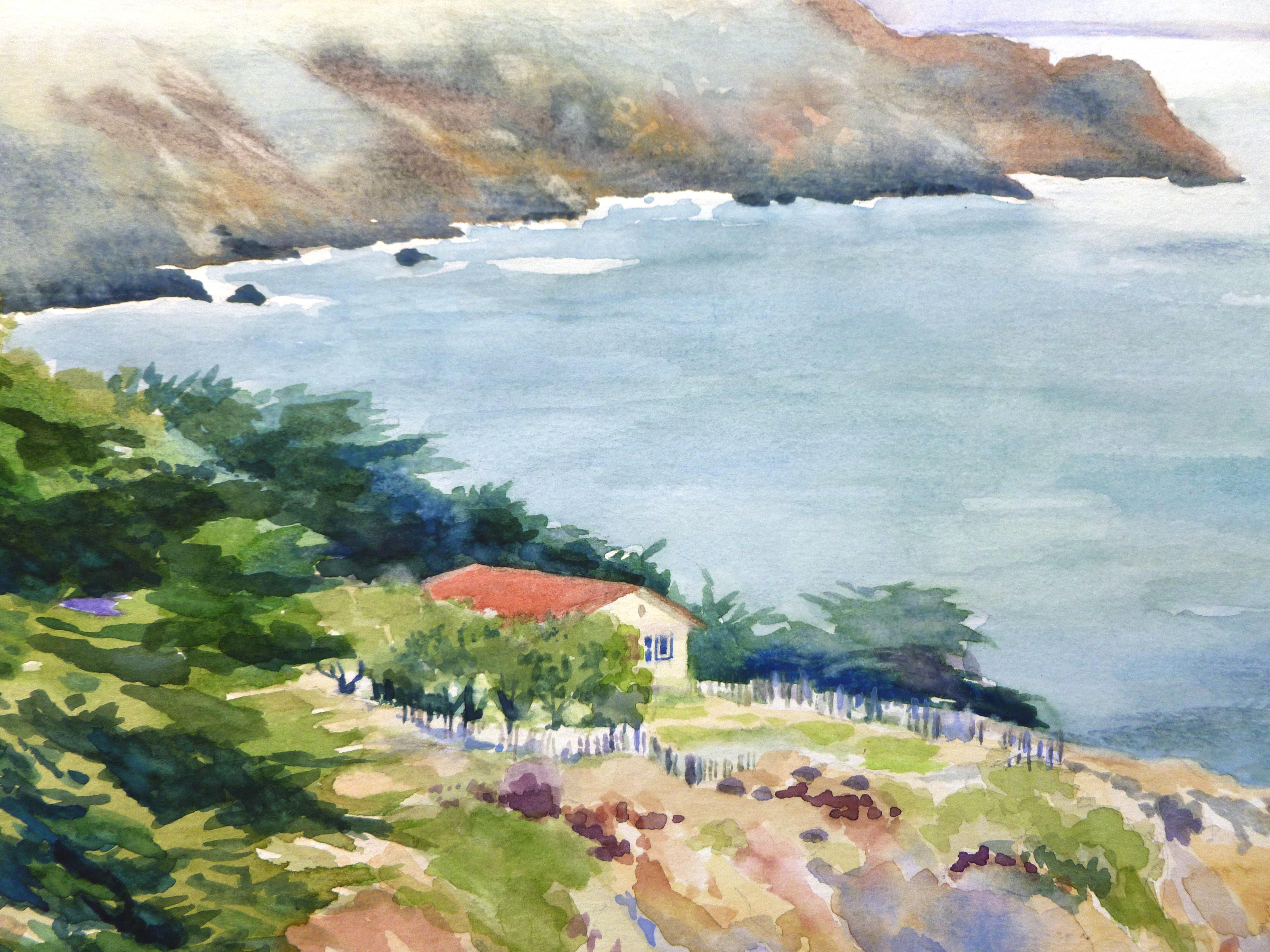 View from Point Bonita - Gray Landscape Art by Catherine McCargar