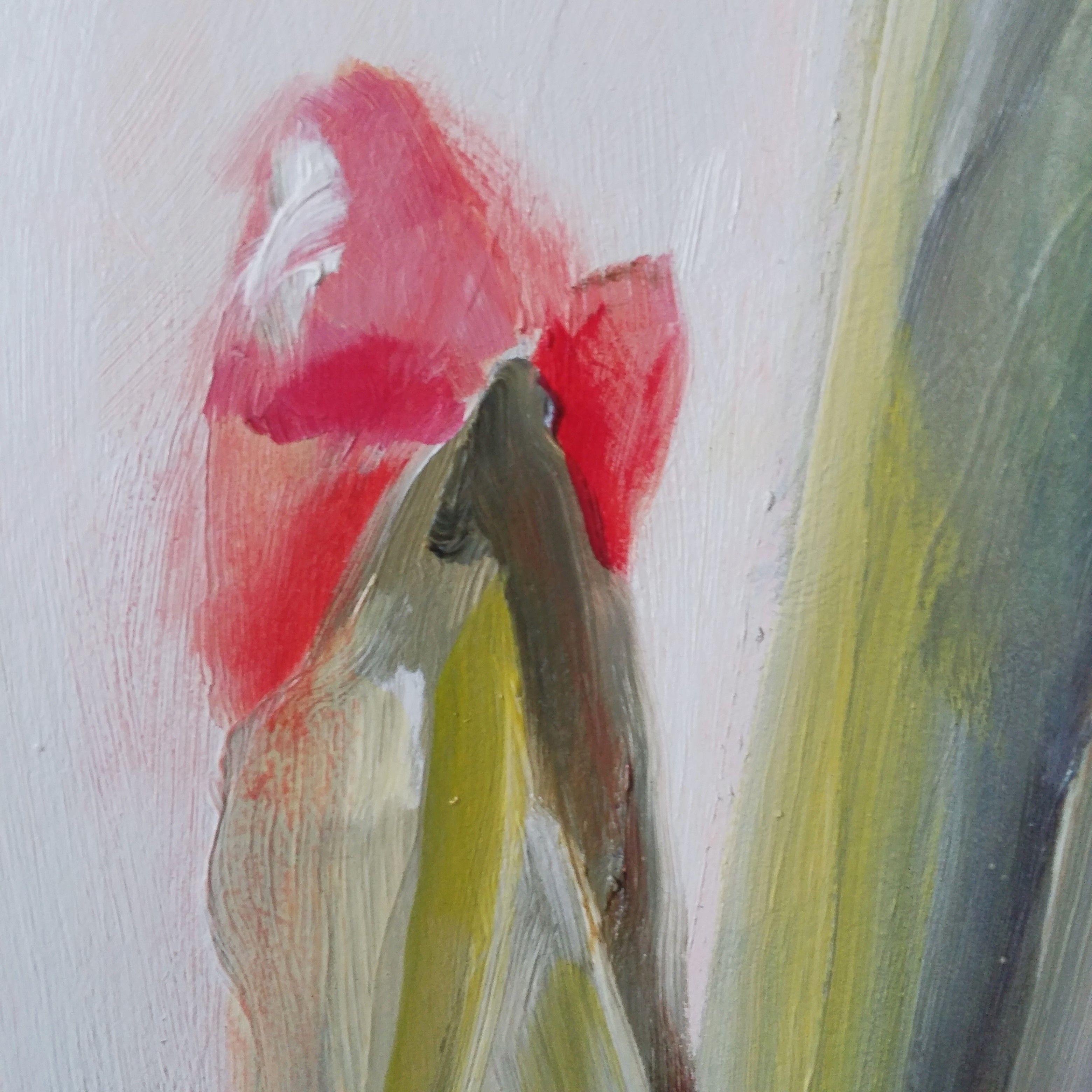 Gladiolas, Dawn, Painting, Oil on Wood Panel For Sale 2
