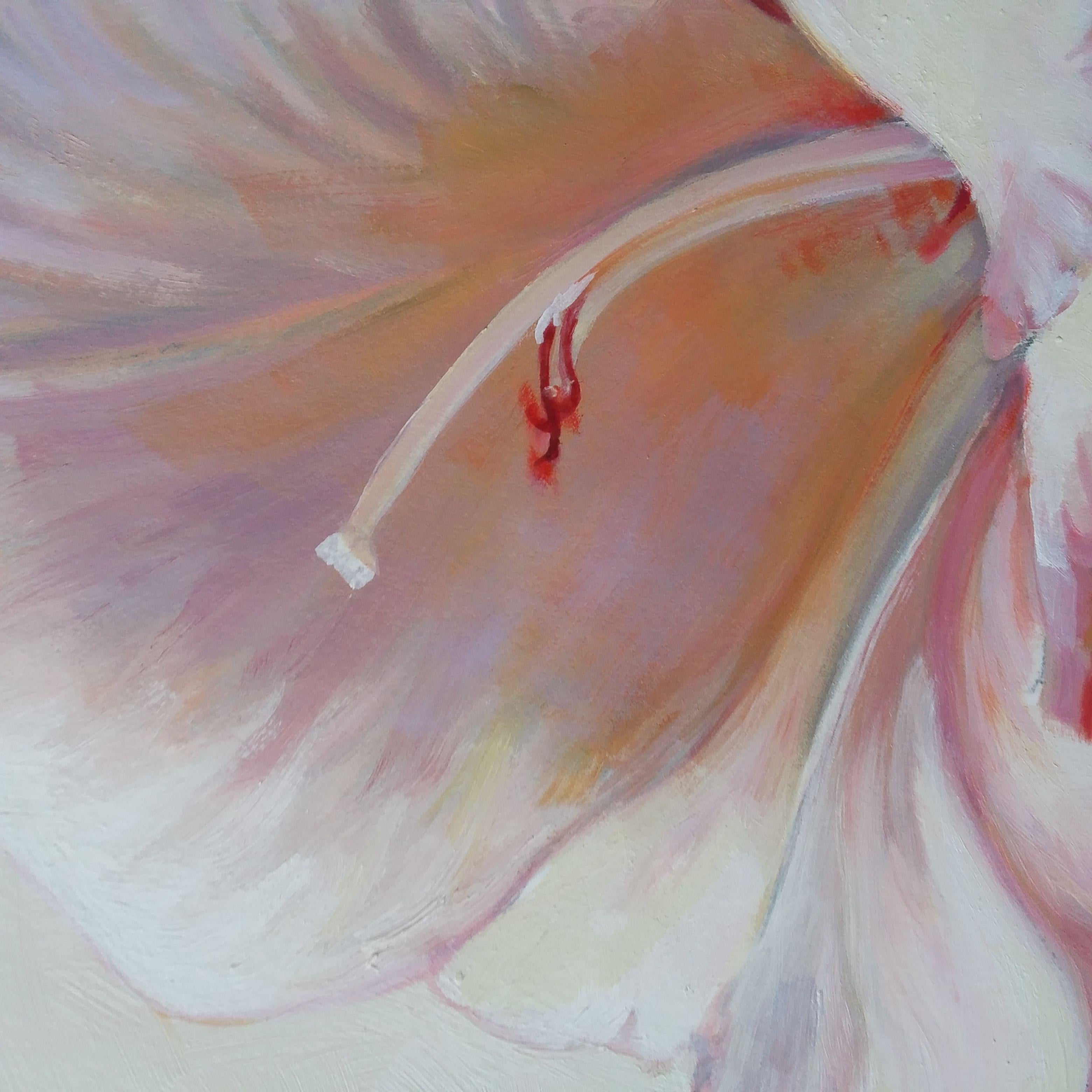 Gladiolas, Dawn, Painting, Oil on Wood Panel For Sale 4