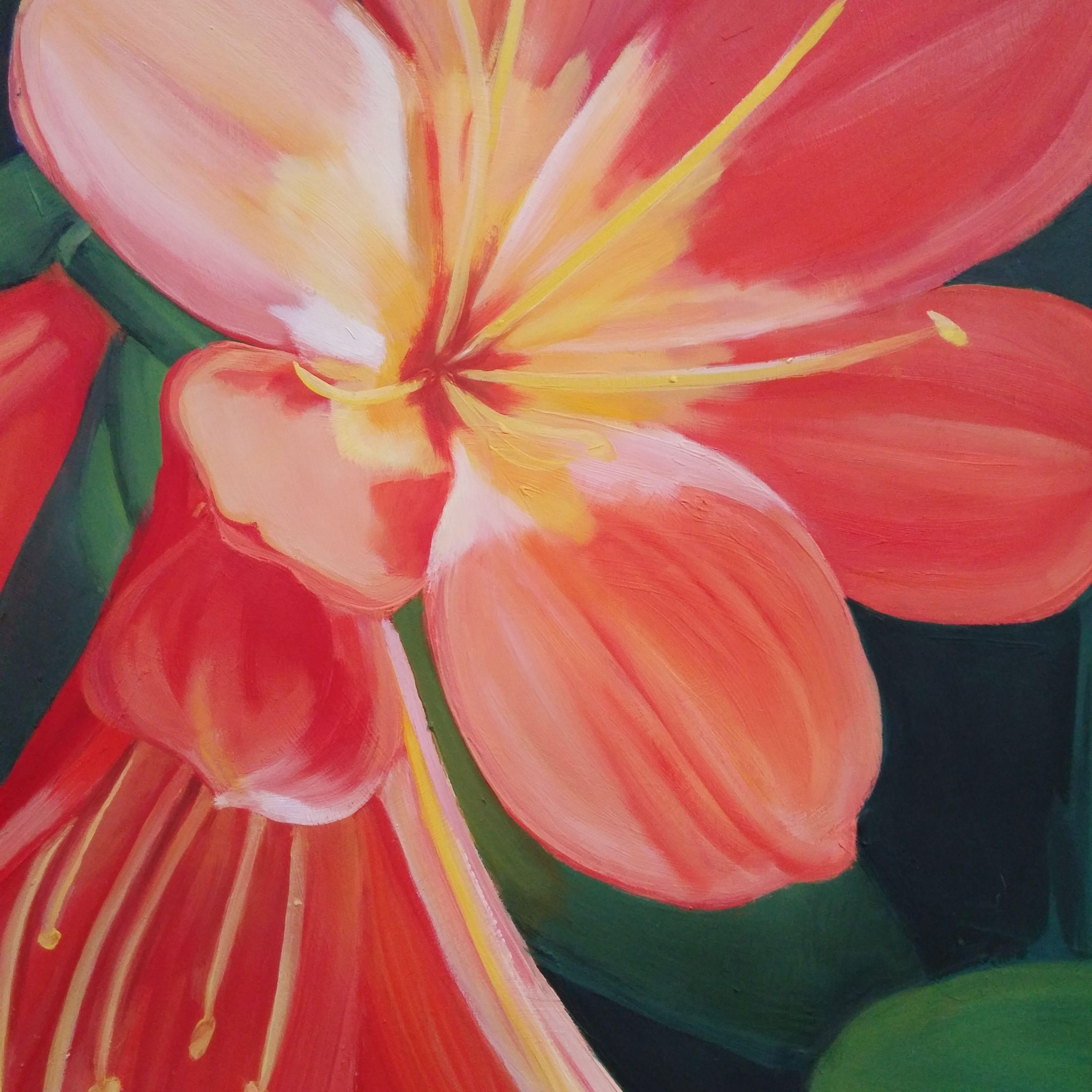 Fleur tropicale, peinture, huile sur papier en vente 2