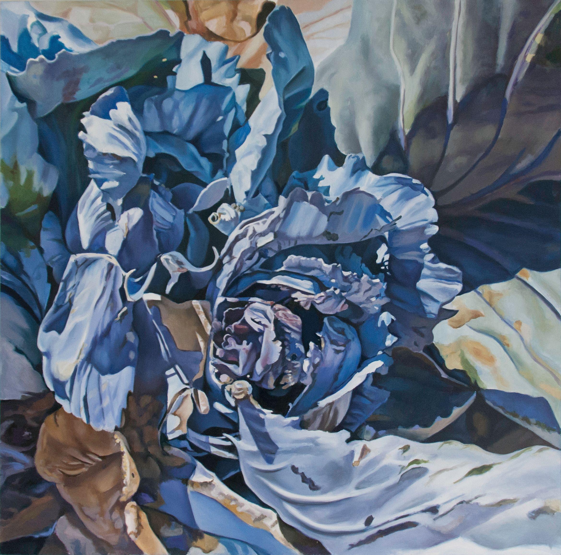 Valencia, the city of Spain where I live, is surrounded by orchards. While taking a walk I saw this shinny blue something, which happened to be a cabbage. Nature is so delightful, when you take a moment to look at it... :: Painting :: Realism ::