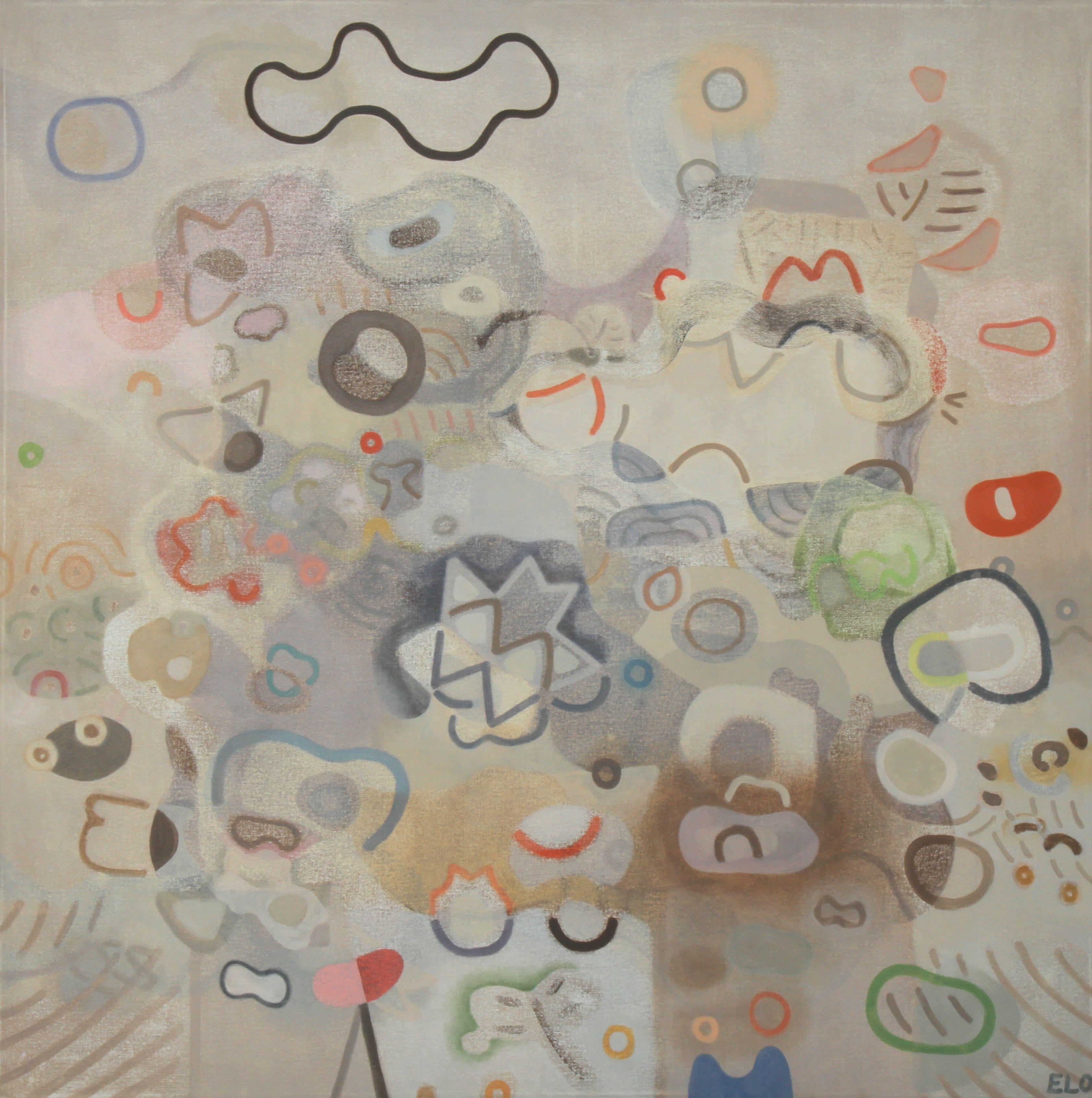 Abstract Painting di Elohim Sanchez - Colonna sonora della domenica, Pittura, Olio su tela