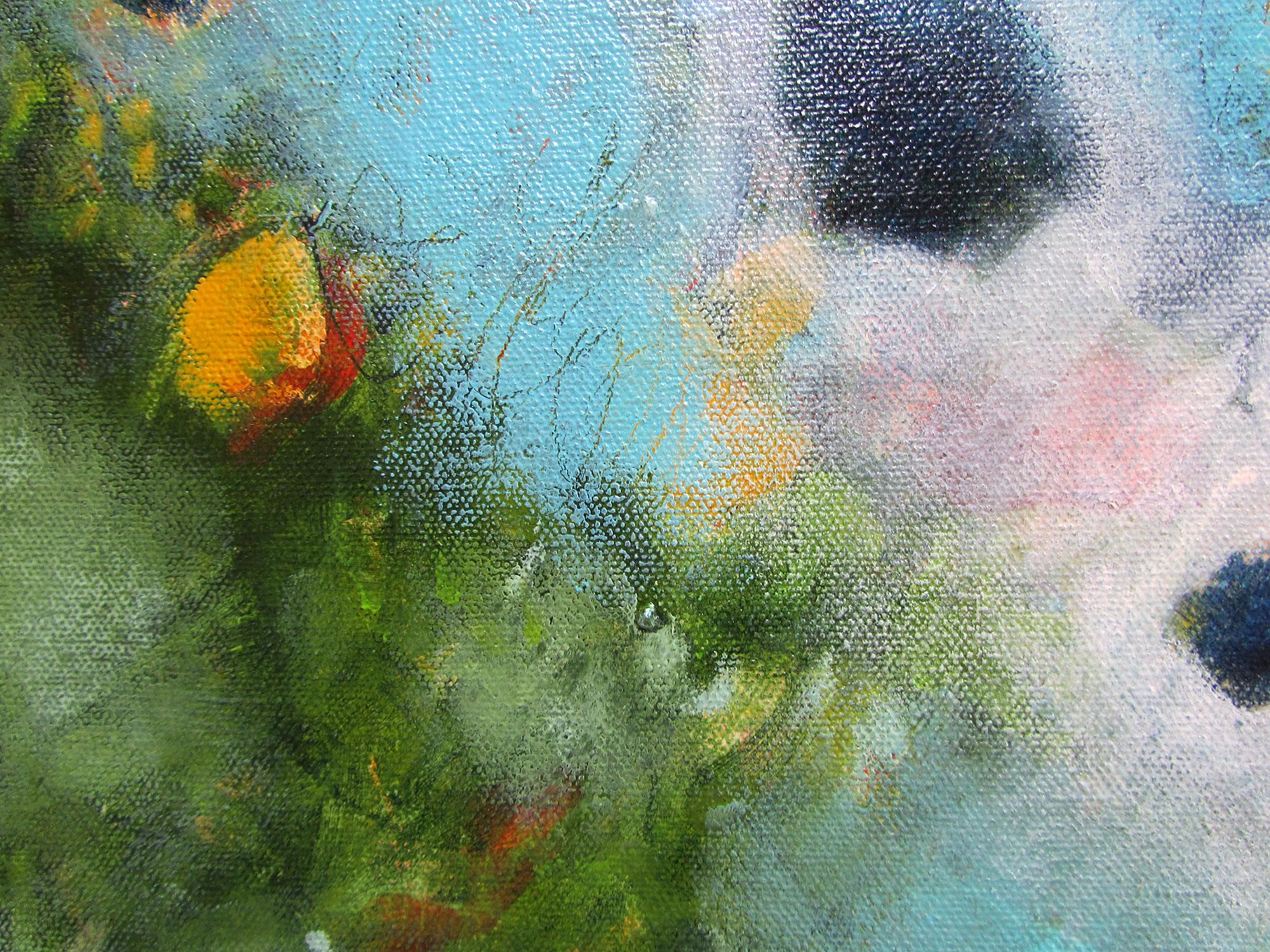 A Change in the Atmosphere, Painting, Acrylic on Canvas - Gray Abstract Painting by Paulette Insall