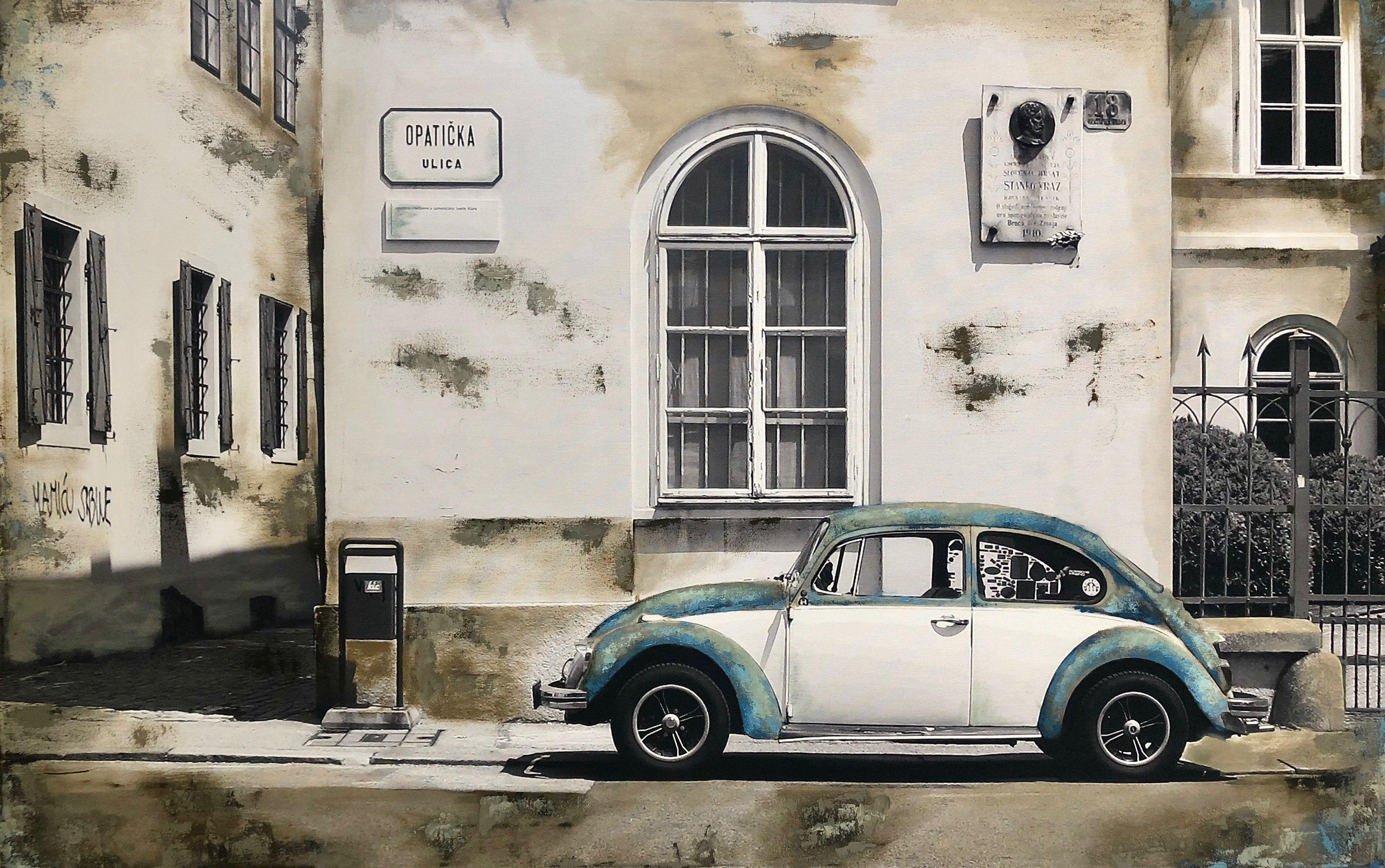Volkswagen, Mixed Media on Canvas - Mixed Media Art by Sofia Barroso