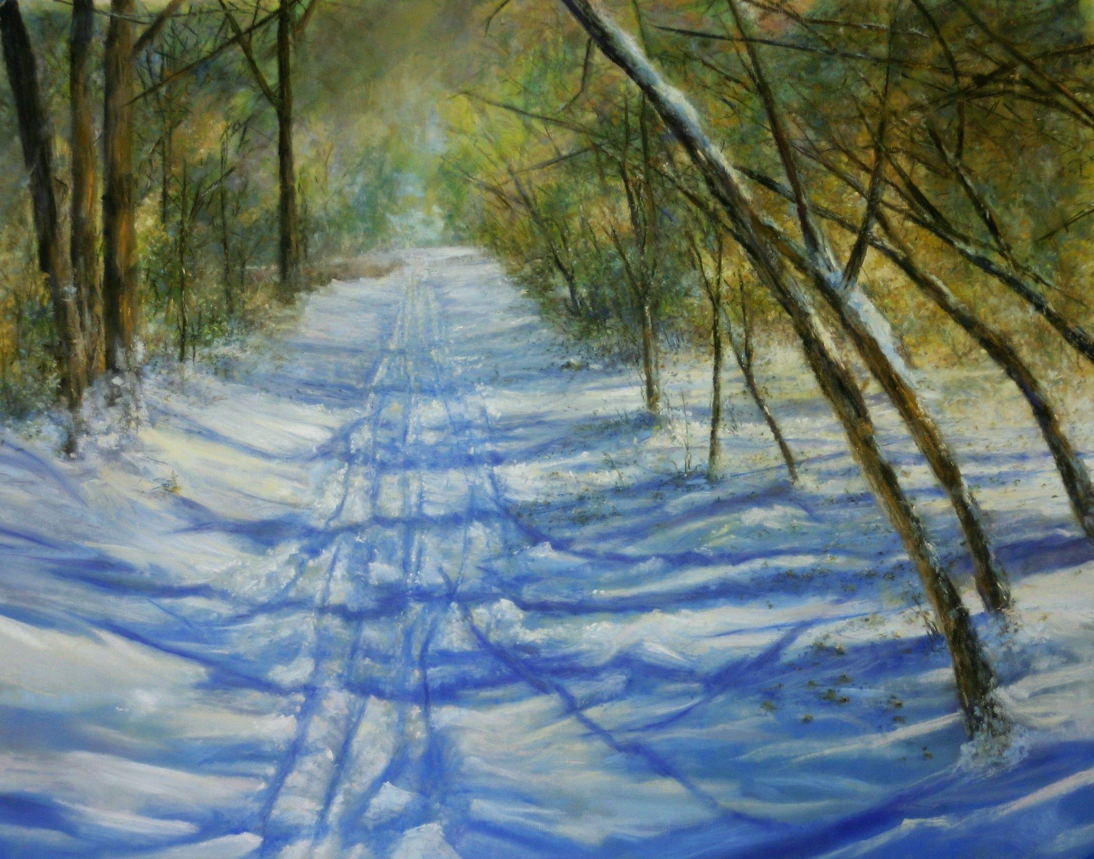 Ski Tracks, Drawing, Pencil/Colored Pencil on Pastel Sandpaper - Art by Bob Palmerton