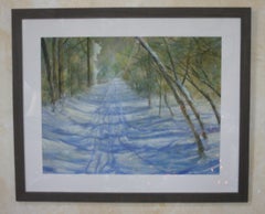 Ski Tracks, Drawing, Pencil/Colored Pencil on Pastel Sandpaper