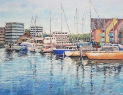Ocean Village-Southampton  „1“, Gemälde, Acryl auf Leinwand
