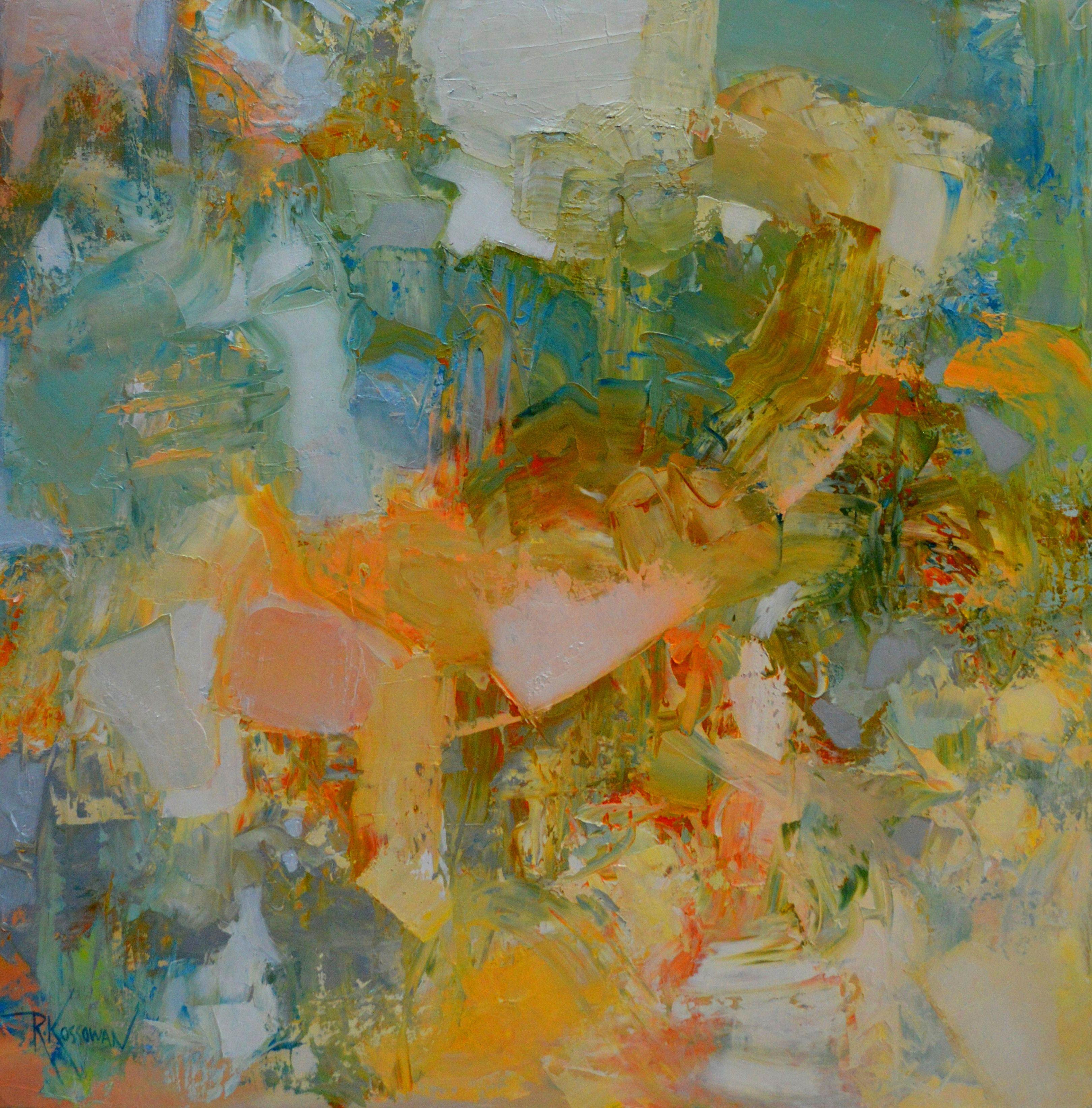 Rose-Marie Kossowan Abstract Painting - Hanging On, Painting, Oil on Canvas