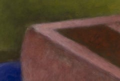 Chocolate Cake on a Blue Plate, Mixed Media on Watercolor Paper