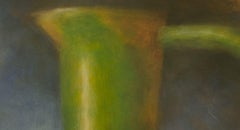 Green Amphora on Blue, Mixed Media on Watercolor Paper