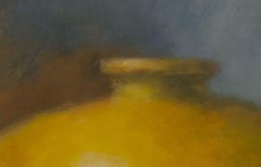 Yellow Amphora on Blue, Mixed Media on Paper