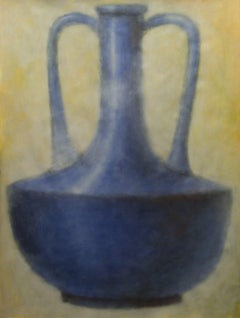 Blaue blaue Amphora 1, Mixed Media auf Papier