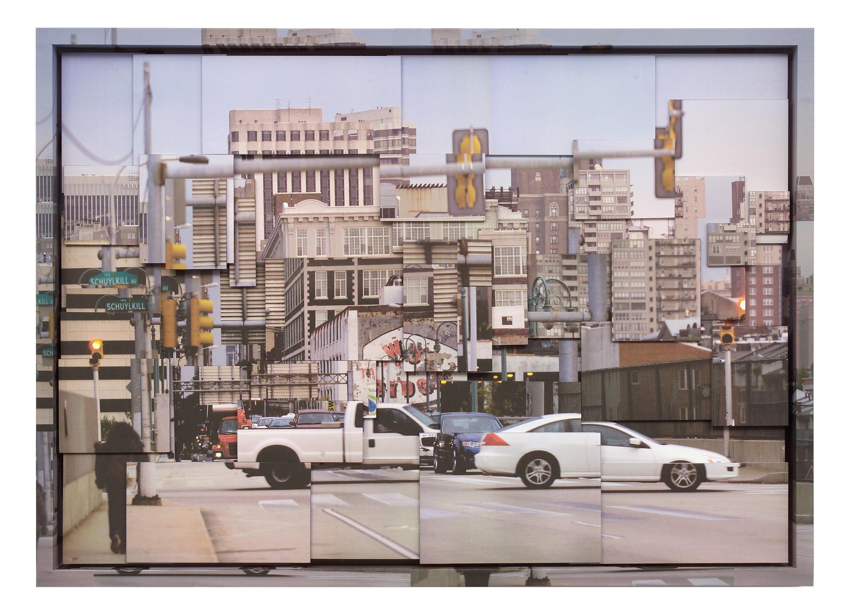 schuylkill ave, Mixed Media on Wood Panel - Contemporary Mixed Media Art by Phil Stein