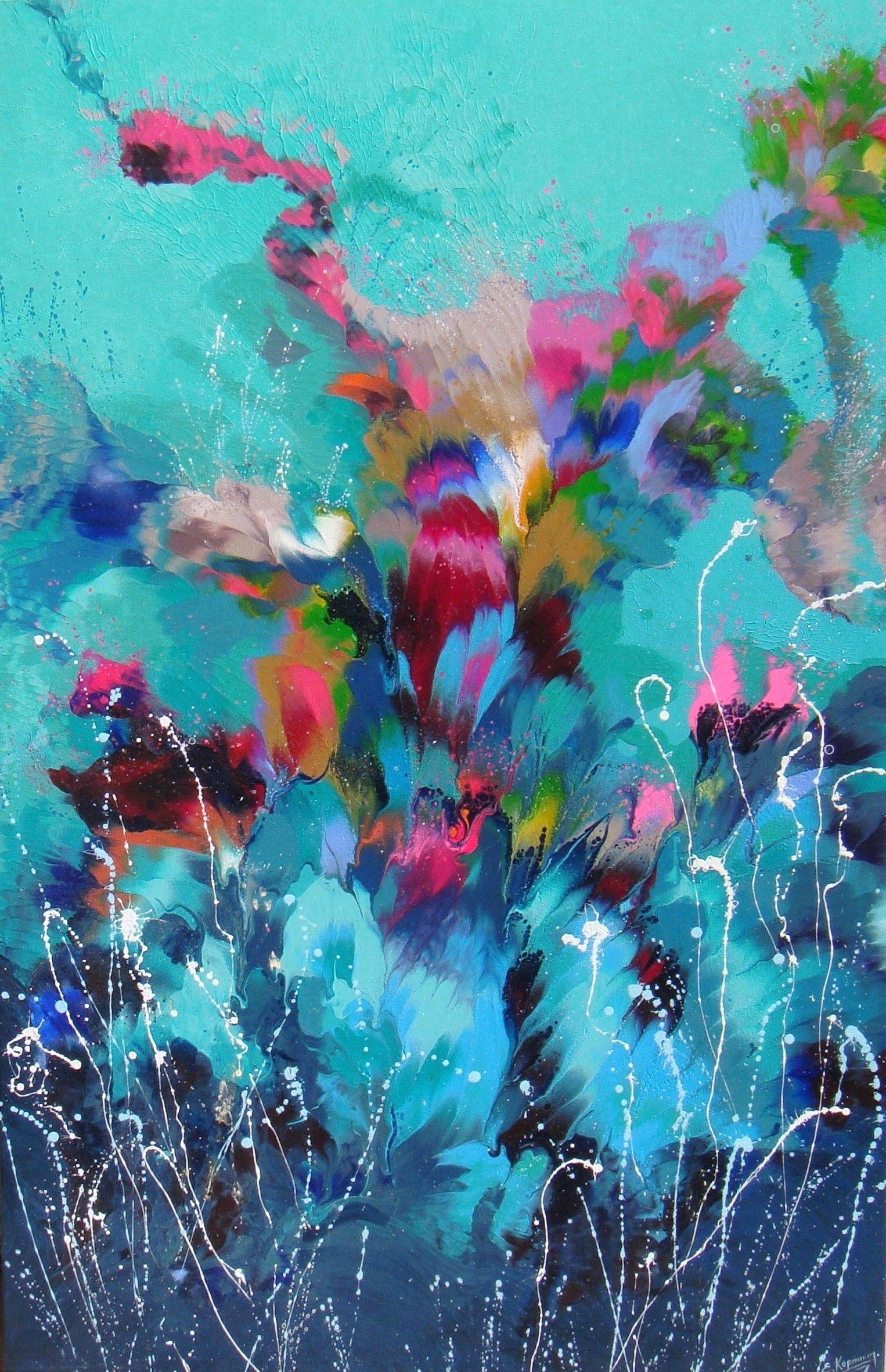 Irini Karpikioti Abstract Painting - FLORAL COMPOSITION, Painting, Acrylic on Canvas