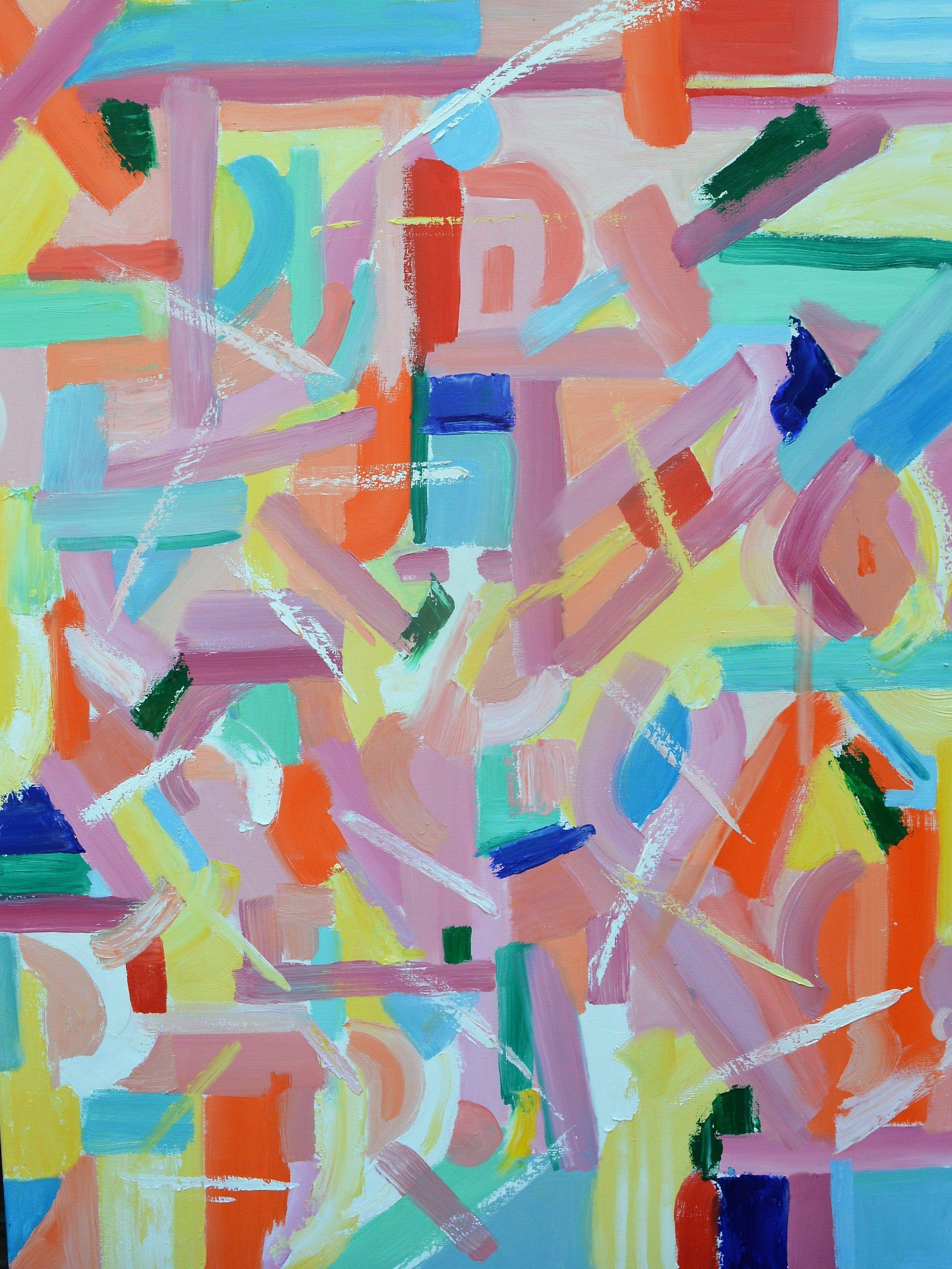 Christine Frisbee Abstract Painting - Skipping, Painting, Oil on Canvas