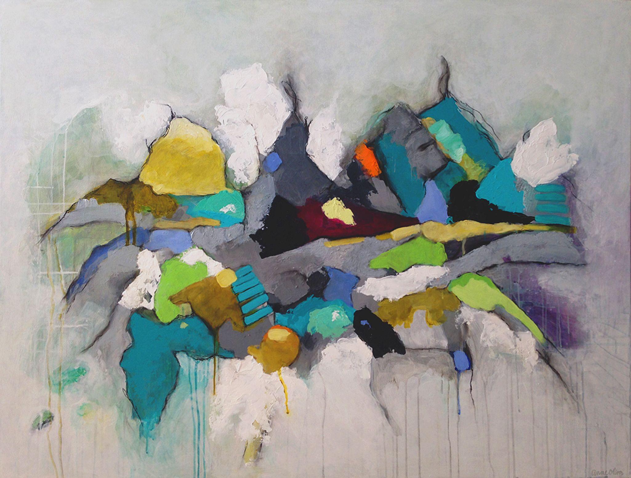 Anne Oliver Abstract Painting - I Shall Move Mountains and Swim the Sea for You, Painting, Acrylic on Wood Panel