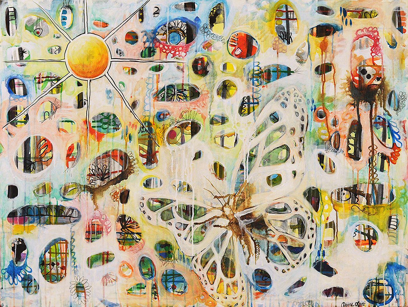 Abstract Painting di Anne Oliver - Siamo una cosa sola, io e te, gli alberi e la farfalla, Quadro, Acrilico su tela