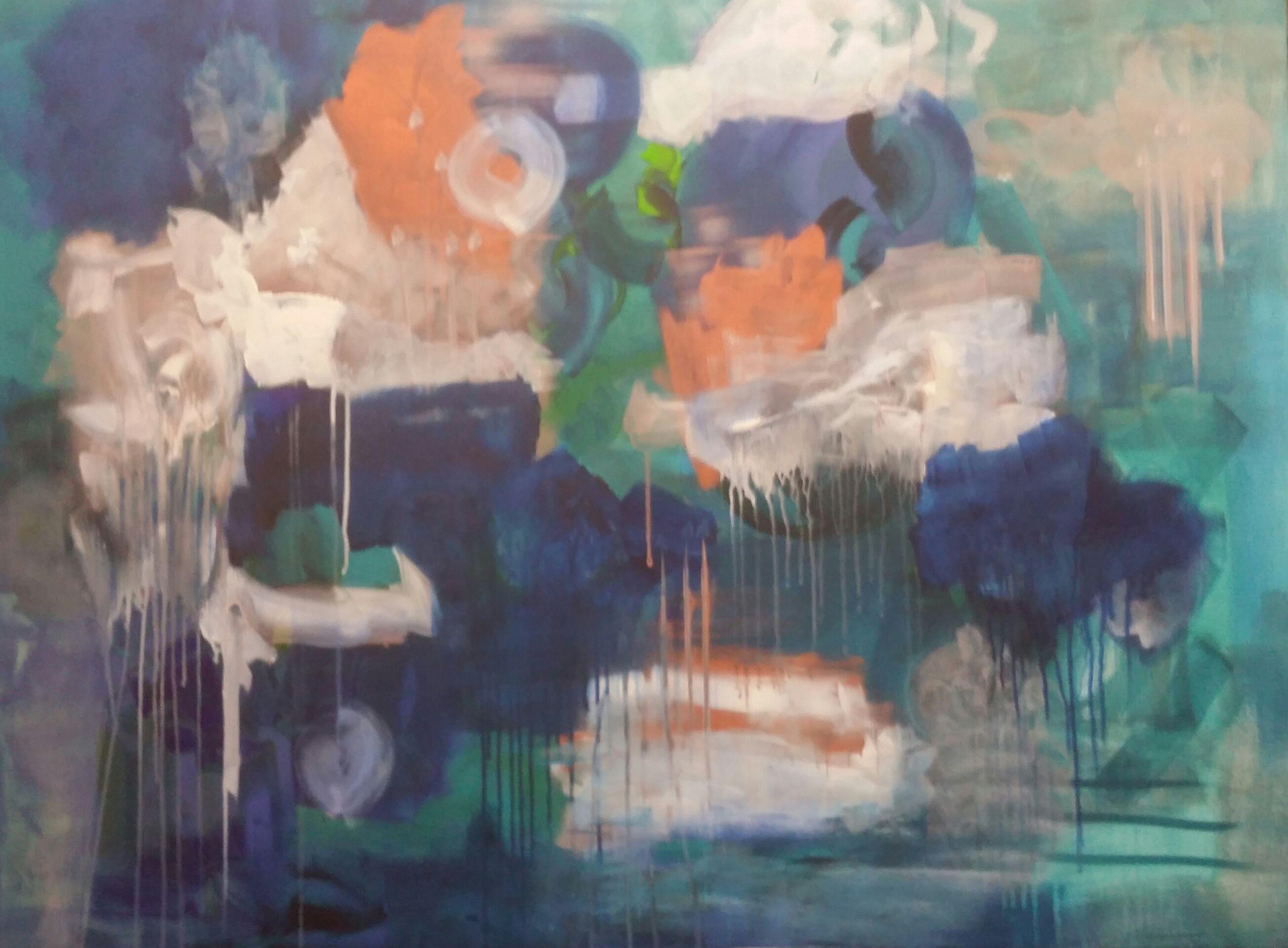 Marguerite Laing Abstract Painting - Winter Storm, Painting, Acrylic on Canvas